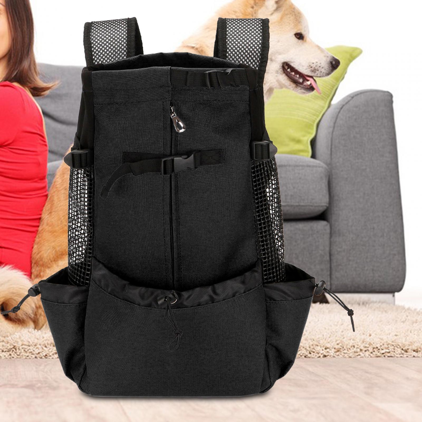 Dog Carrier Backpack Breathable Travel Bag for Traveling Hiking Walking Black L
