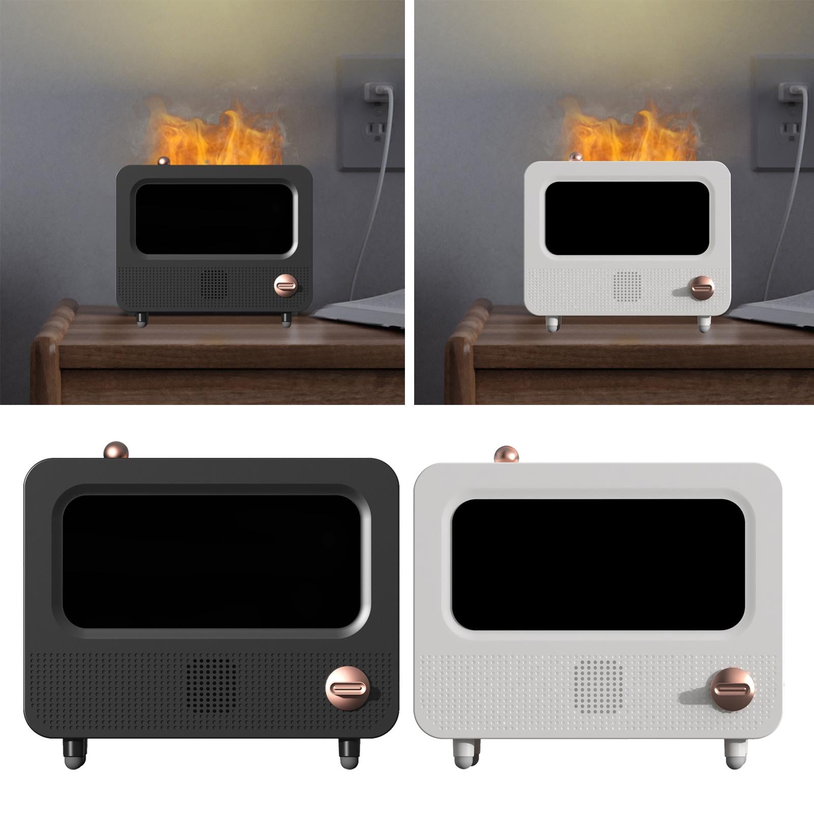 Flame Humidifier Quiet Essential Oil Diffuser for Desktop Study Office Decor Black