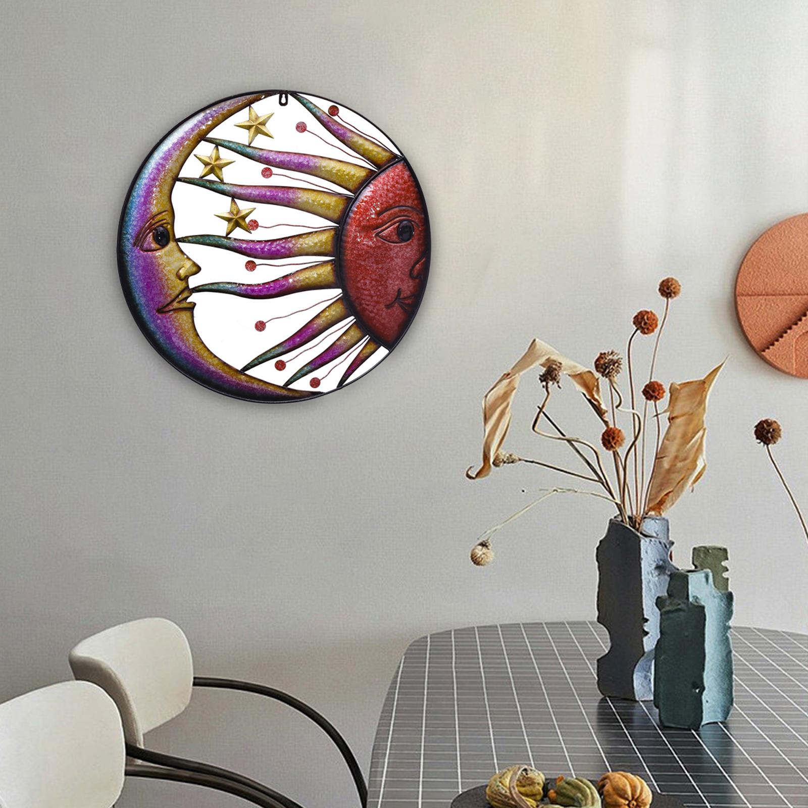 Sun Moon Star Wall Art Sculpture Decor for Holiday Party Balcony Yard Garden 45cmx45cm