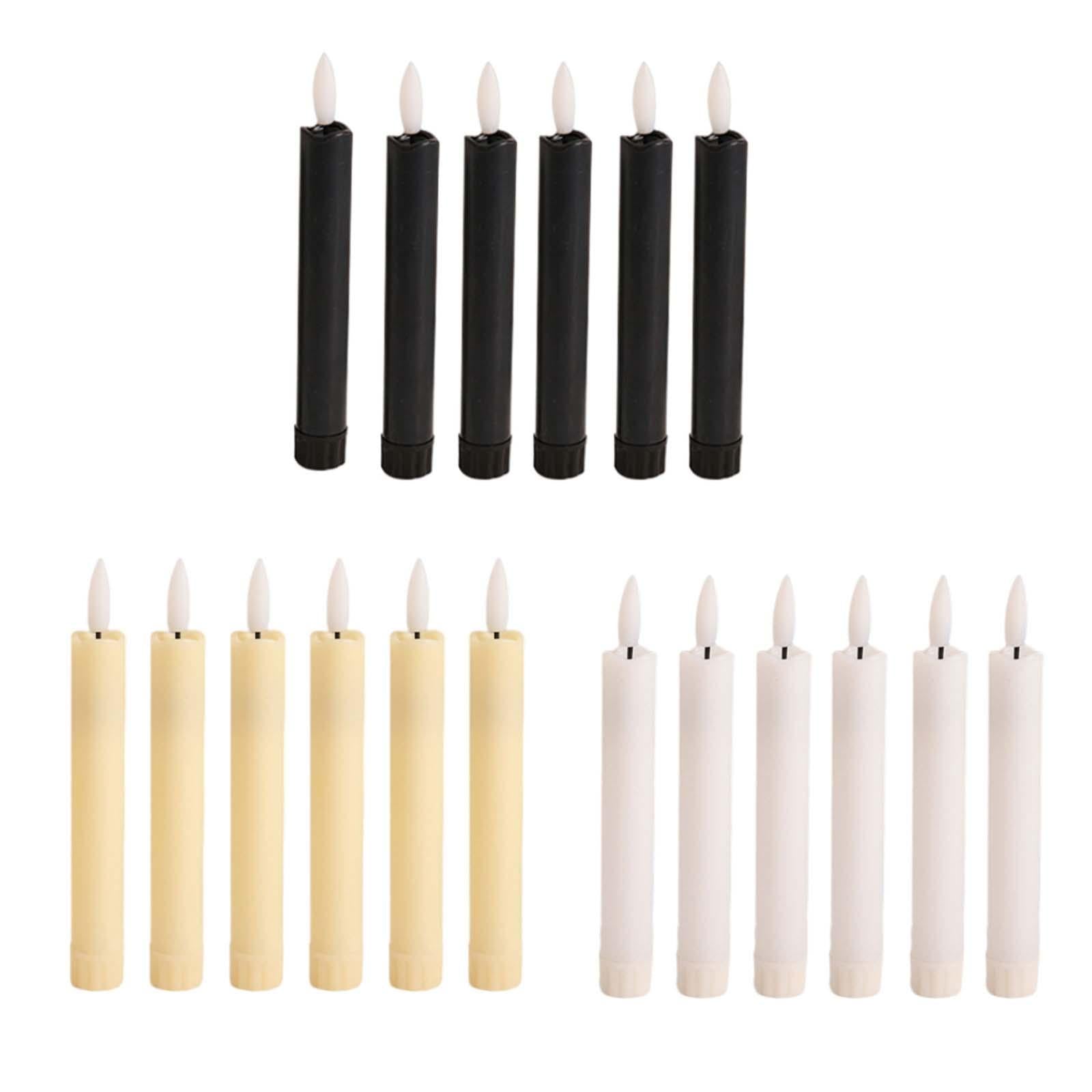 6x LED Pillar Candles Decor Flameless Candles for Holiday Halloween New Year Ivory