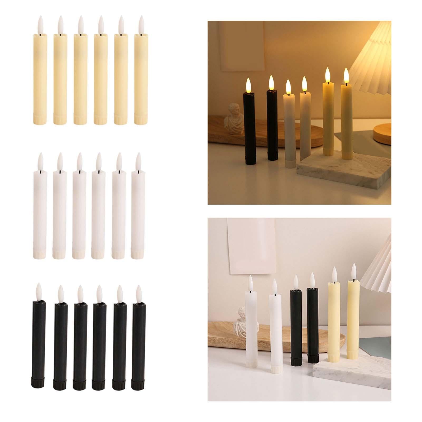 6x LED Pillar Candles Decor Flameless Candles for Holiday Halloween New Year Ivory