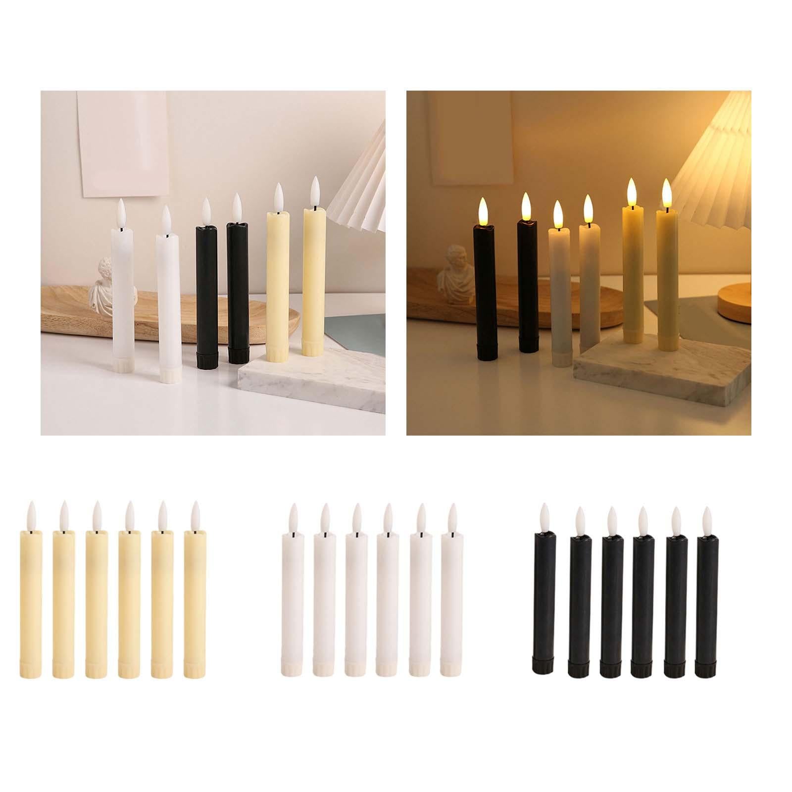 6x LED Pillar Candles Decor Flameless Candles for Holiday Halloween New Year Ivory