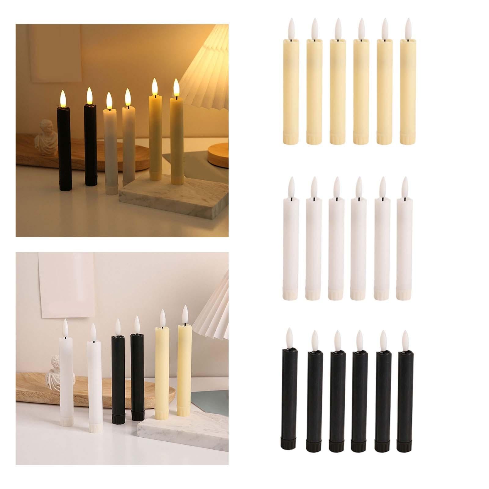 6x LED Pillar Candles Decor Flameless Candles for Holiday Halloween New Year Ivory