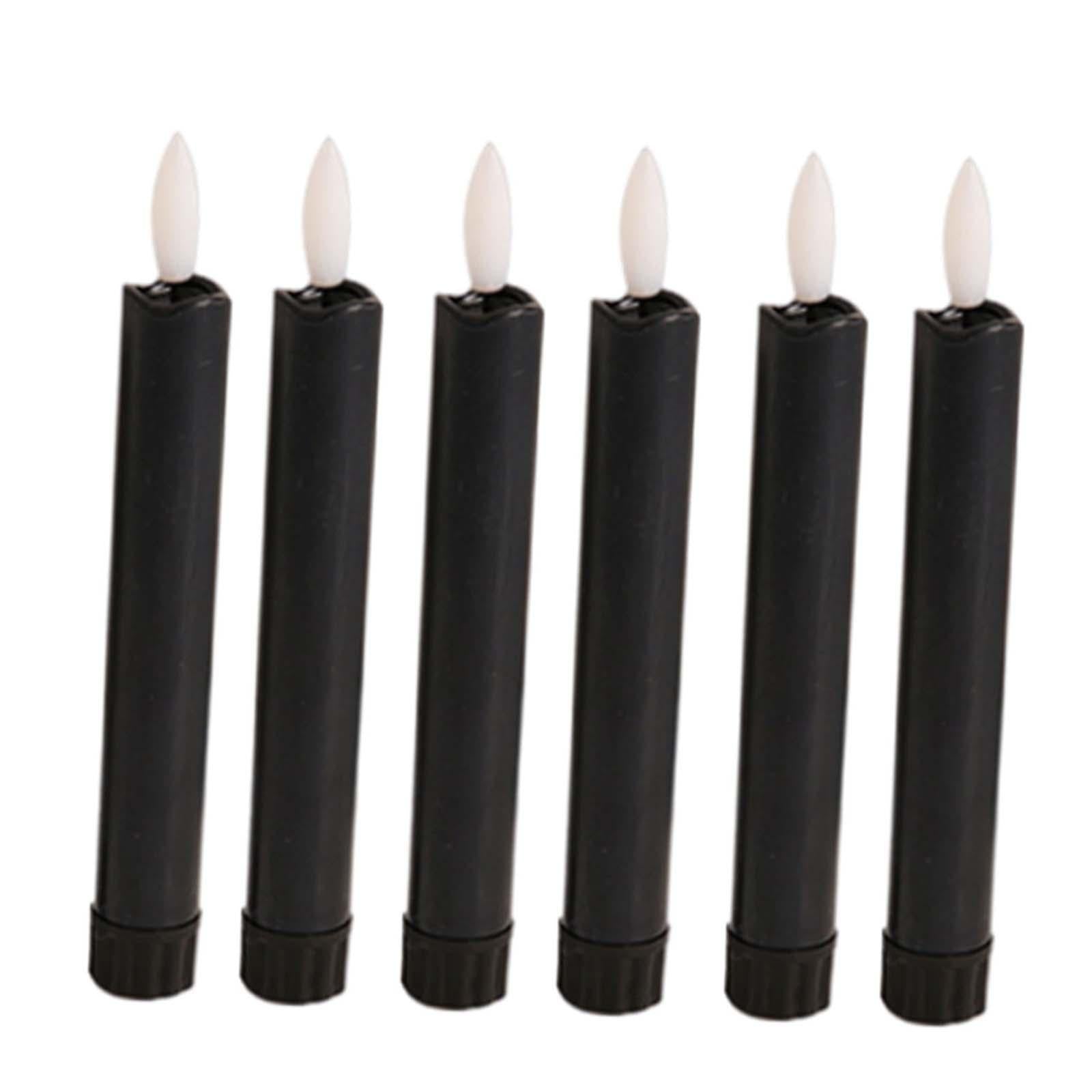 6x LED Pillar Candles Decor Flameless Candles for Holiday Halloween New Year Black