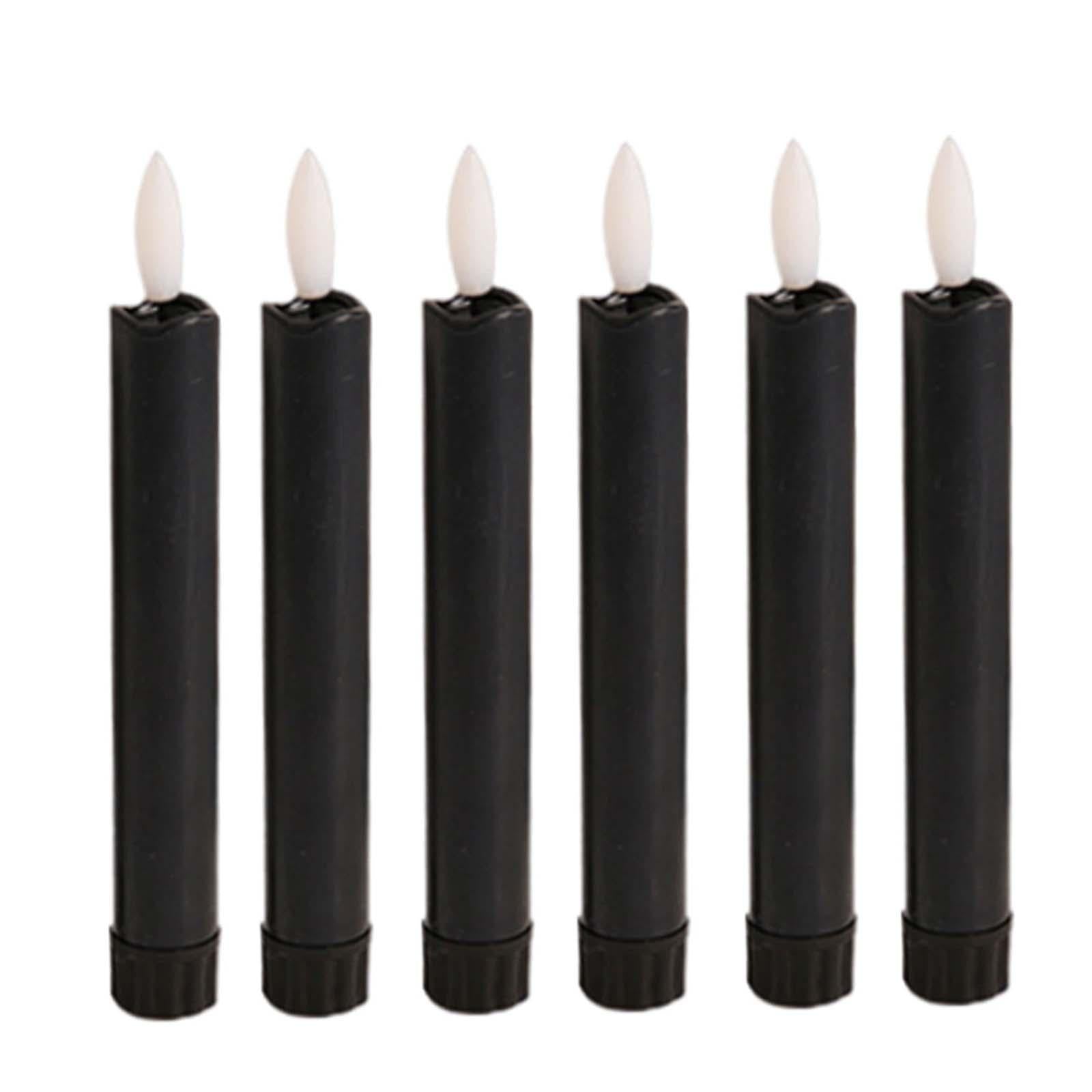 6x LED Pillar Candles Decor Flameless Candles for Holiday Halloween New Year Black