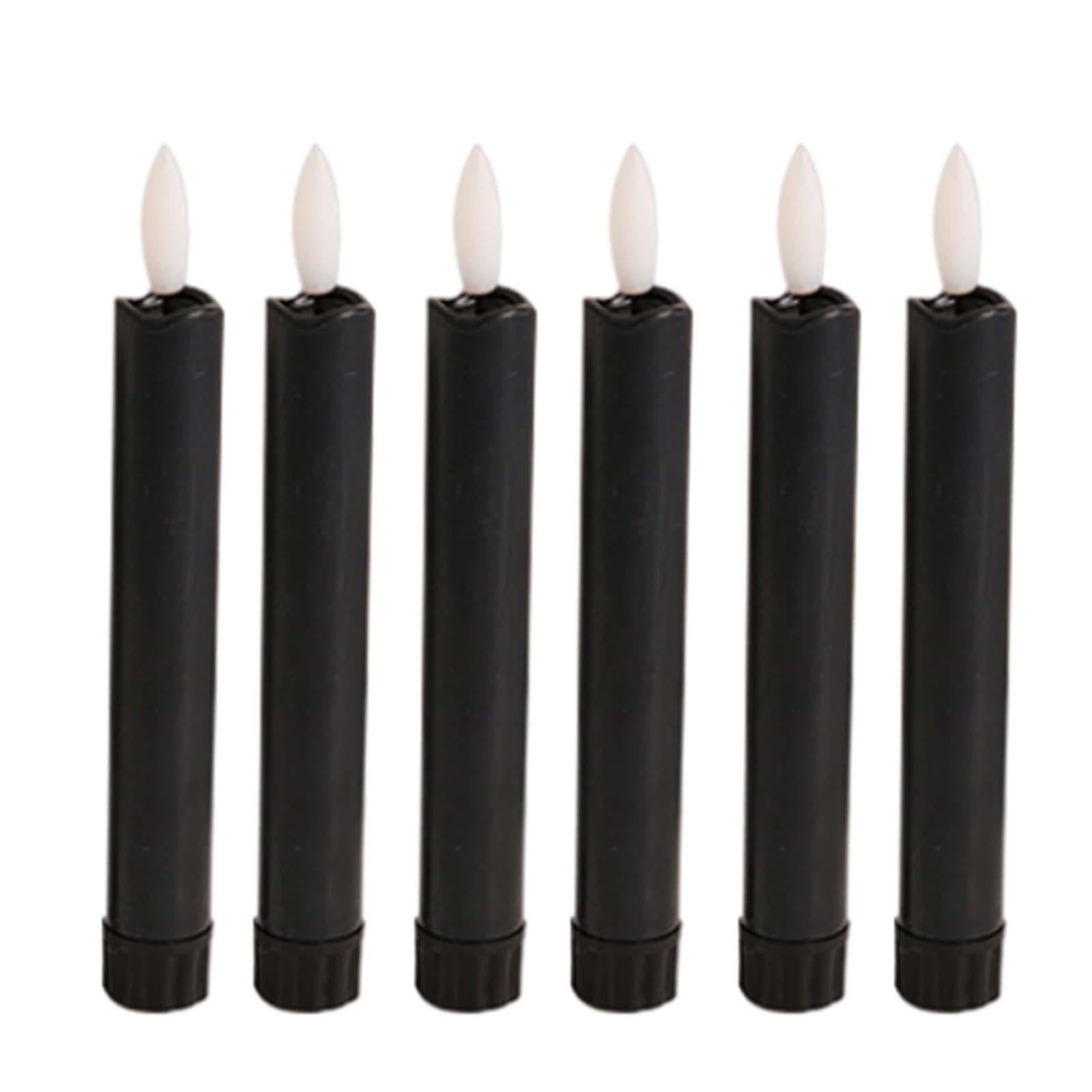 6x LED Pillar Candles Decor Flameless Candles for Holiday Halloween New Year Black