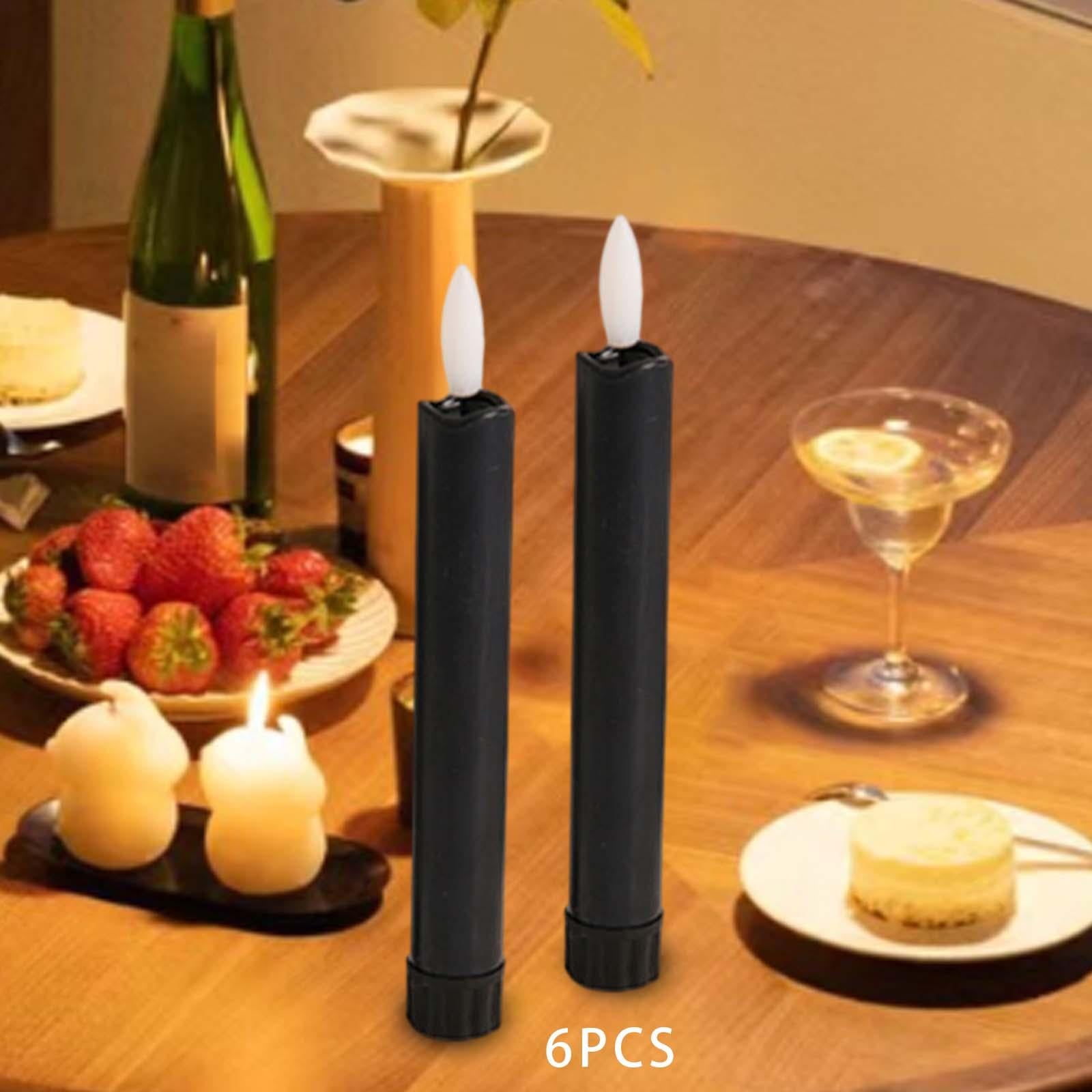 6x LED Pillar Candles Decor Flameless Candles for Holiday Halloween New Year Black