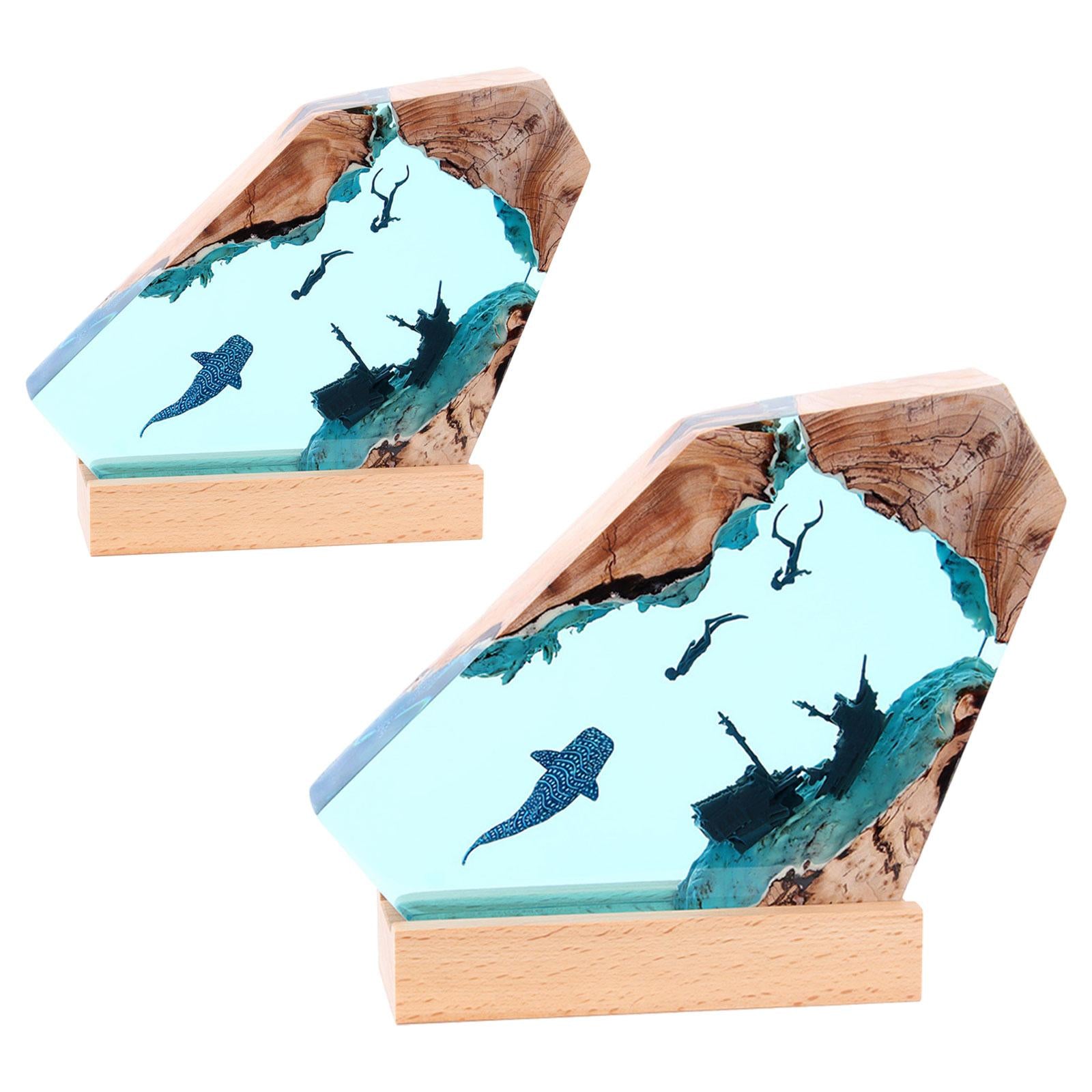 Epoxy Resin Desk Lamp Night Lamp Versatile for Family or Friend Gift 8inch