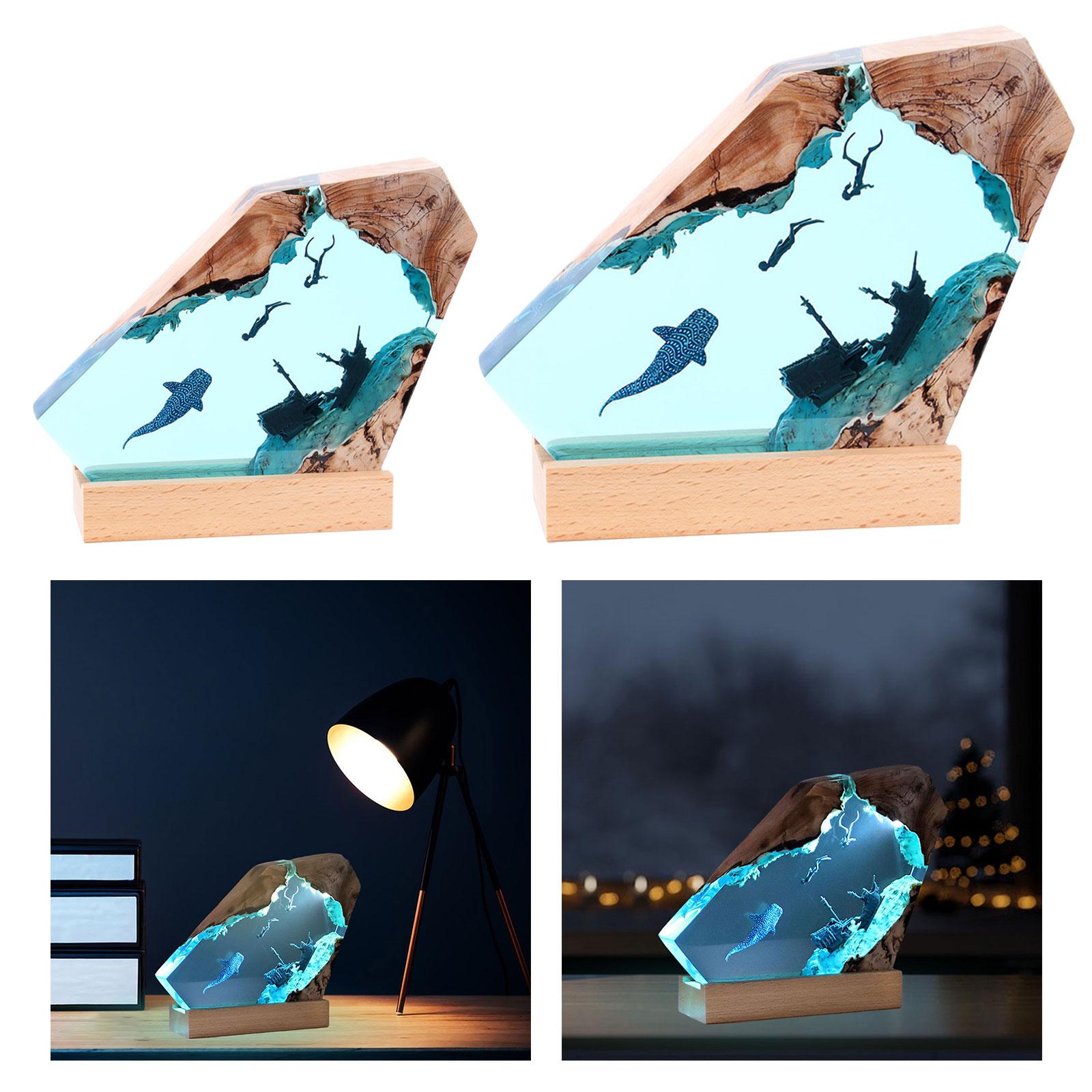 Epoxy Resin Desk Lamp Night Lamp Versatile for Family or Friend Gift 8inch