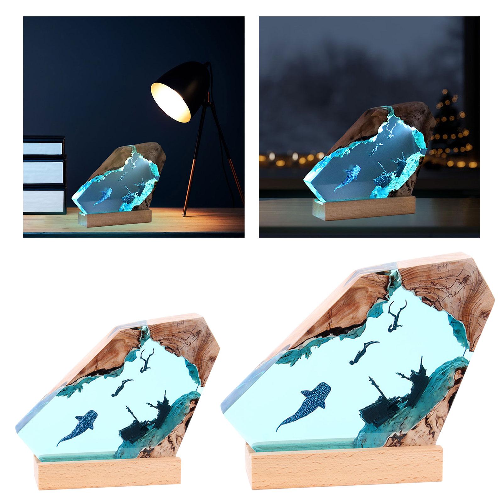 Epoxy Resin Desk Lamp Night Lamp Versatile for Family or Friend Gift 8inch