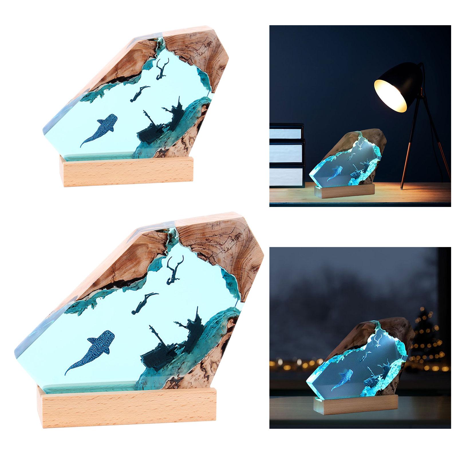 Epoxy Resin Desk Lamp Night Lamp Versatile for Family or Friend Gift 8inch
