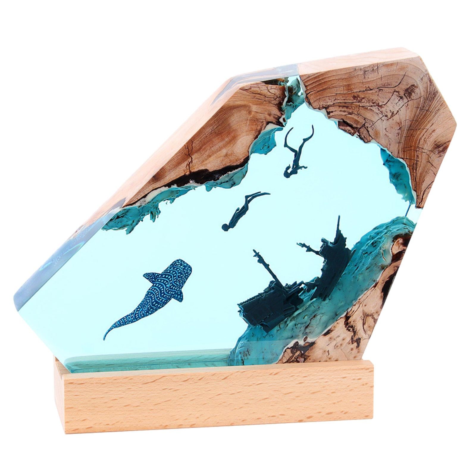 Epoxy Resin Desk Lamp Night Lamp Versatile for Family or Friend Gift 8inch