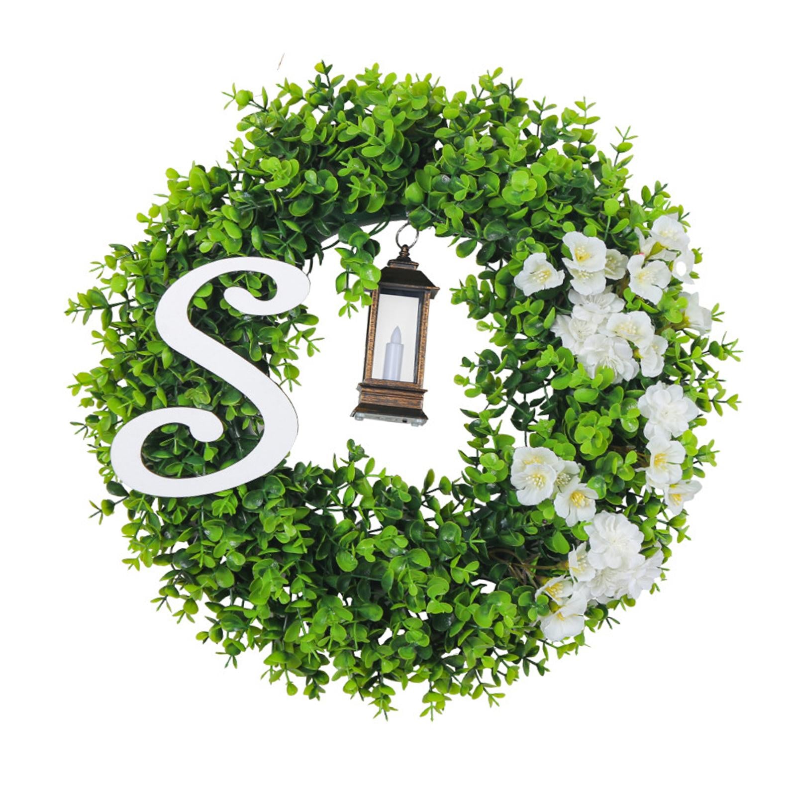 Front Door Wreath Faux Green Wreath for Fireplaces Indoor Outdoor Fall Decor