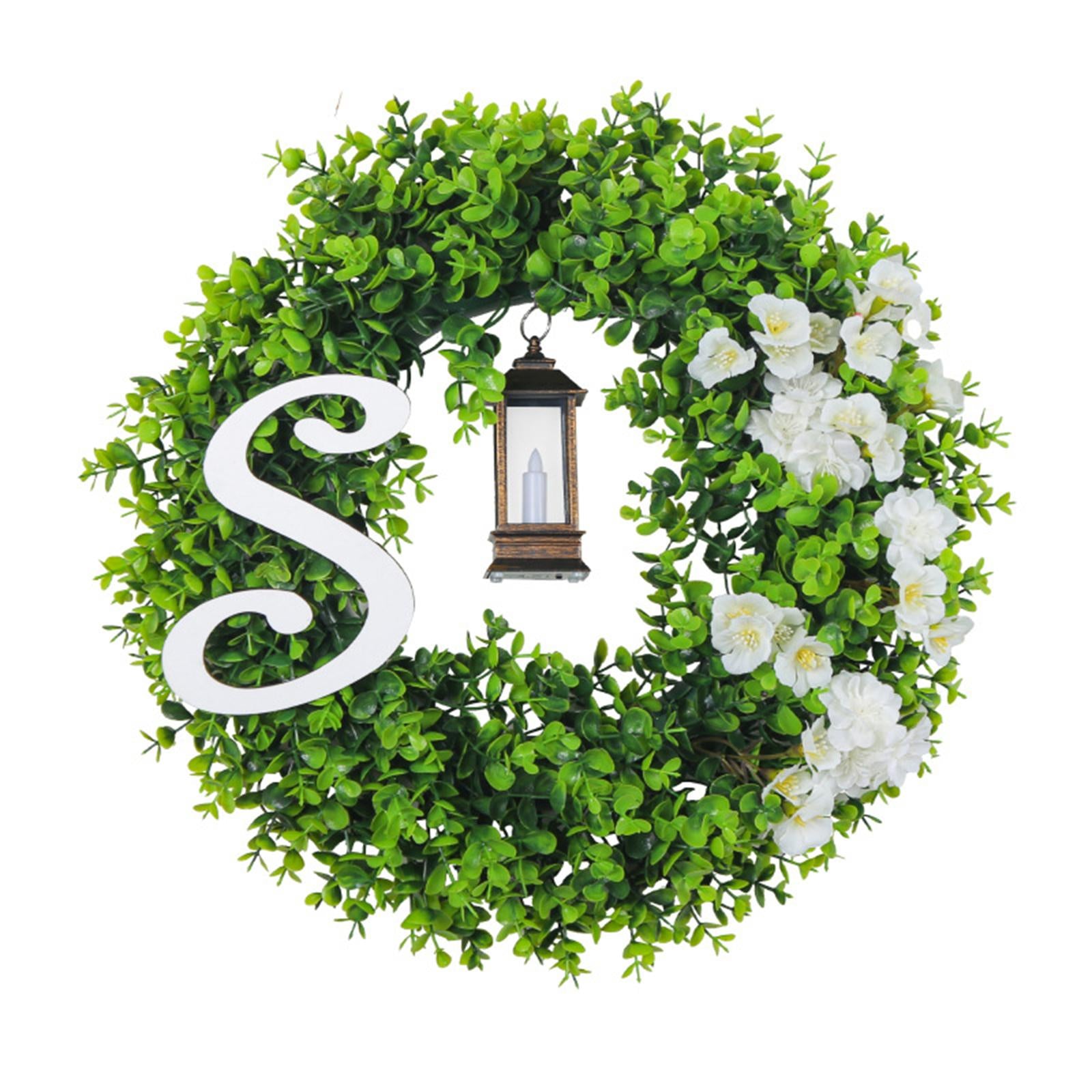 Front Door Wreath Faux Green Wreath for Fireplaces Indoor Outdoor Fall Decor