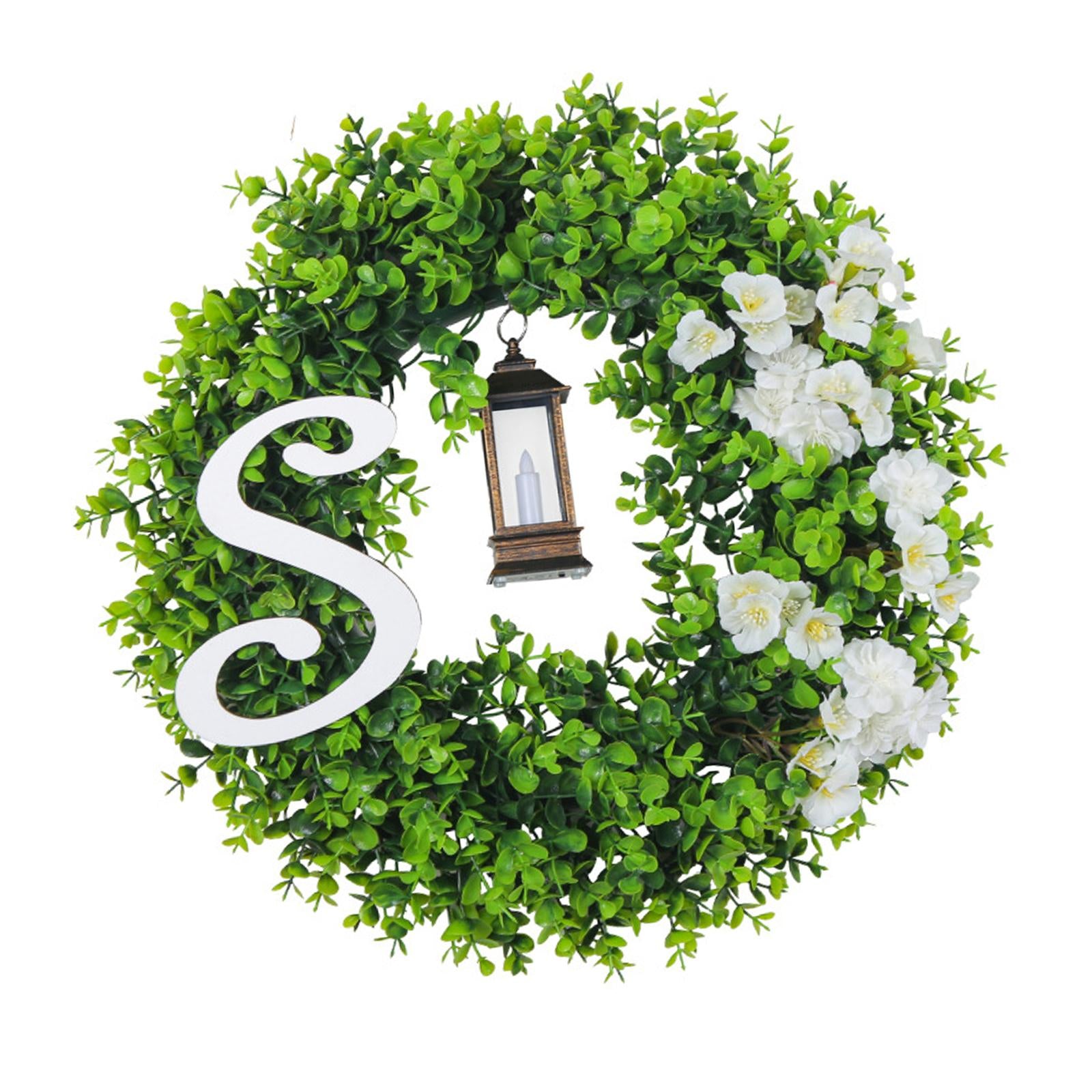 Front Door Wreath Faux Green Wreath for Fireplaces Indoor Outdoor Fall Decor