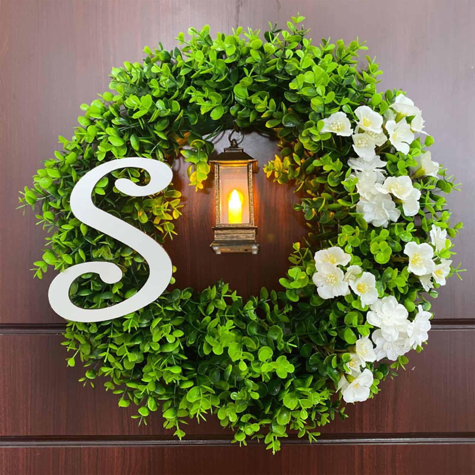 Front Door Wreath Faux Green Wreath for Fireplaces Indoor Outdoor Fall Decor