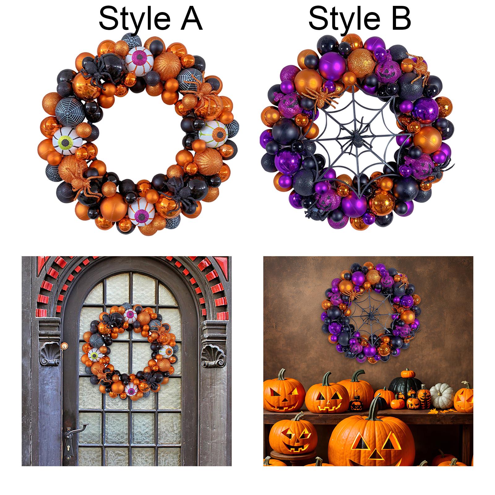 42cm Halloween Spiders Ball Wreath Garland Sturdy for Door Wall Mantel Decor Style A