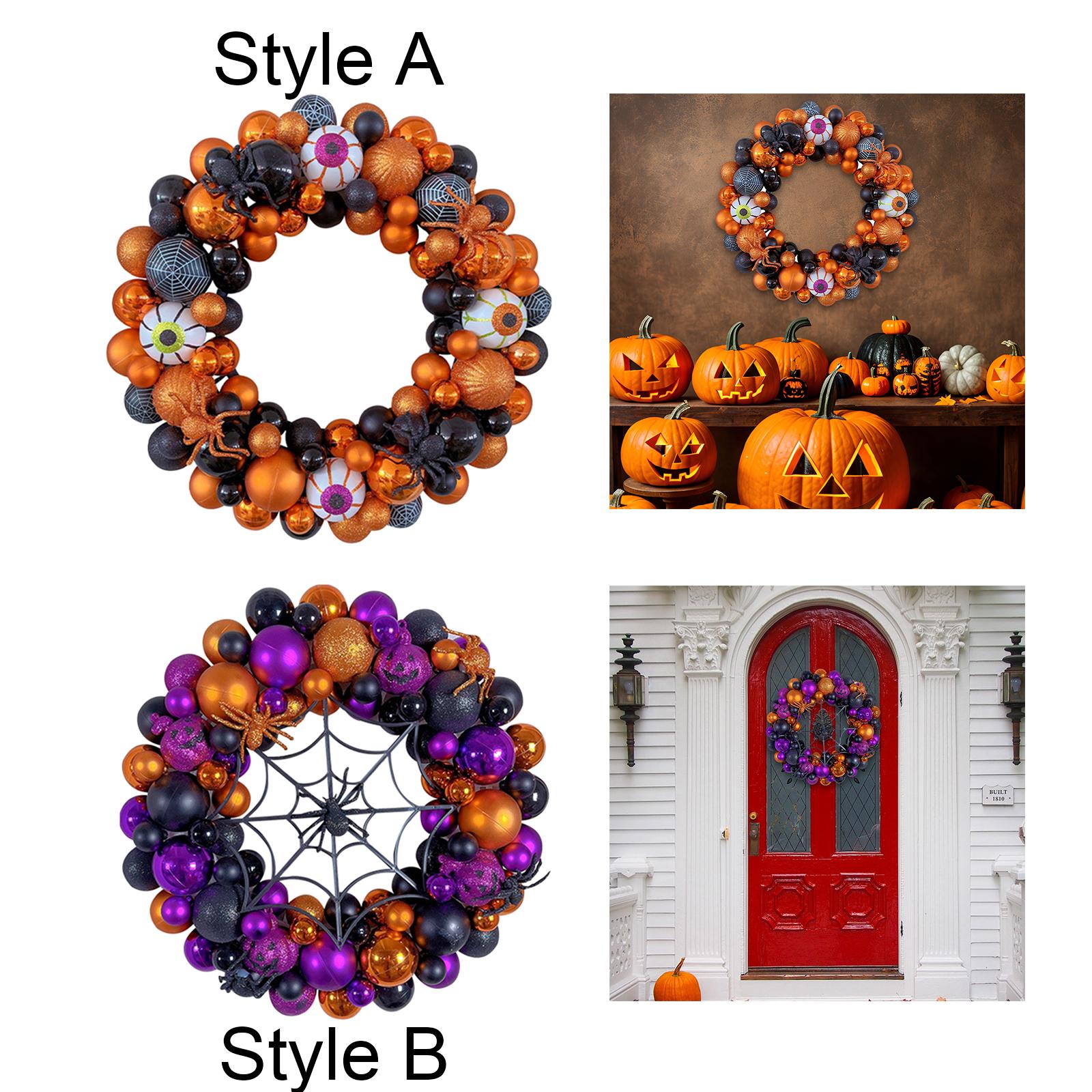 42cm Halloween Spiders Ball Wreath Garland Sturdy for Door Wall Mantel Decor Style A