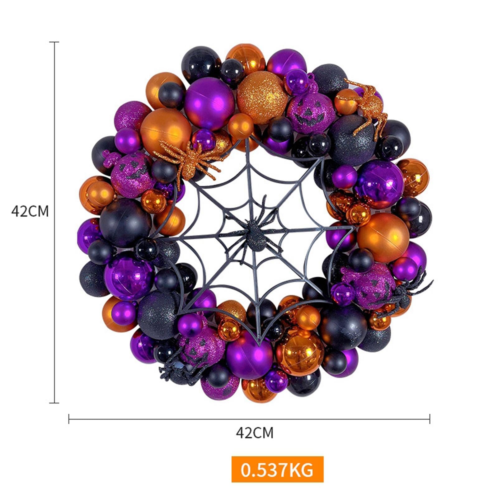 42cm Halloween Spiders Ball Wreath Garland Sturdy for Door Wall Mantel Decor Style B