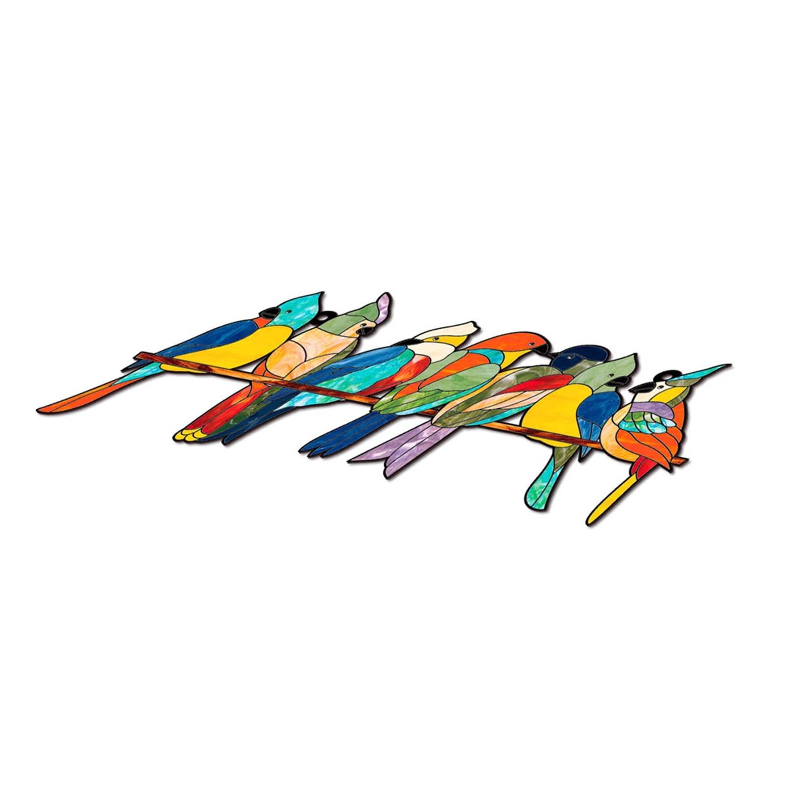 Acrylic Bird on Branch Window Hanging Ornament Artwork for Patio Home Office Five Birds