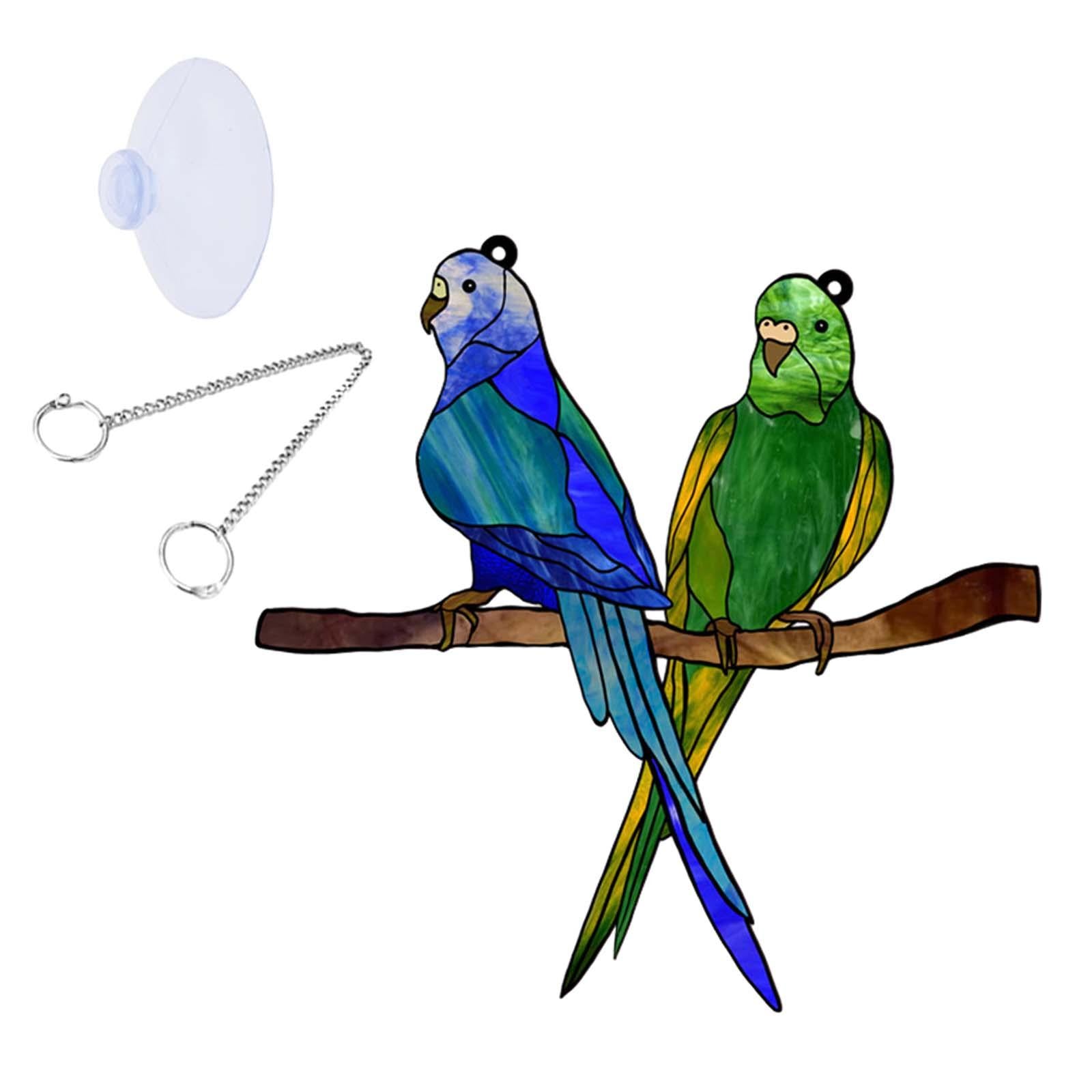 Acrylic Bird on Branch Window Hanging Ornament Artwork for Patio Home Office Two Birds