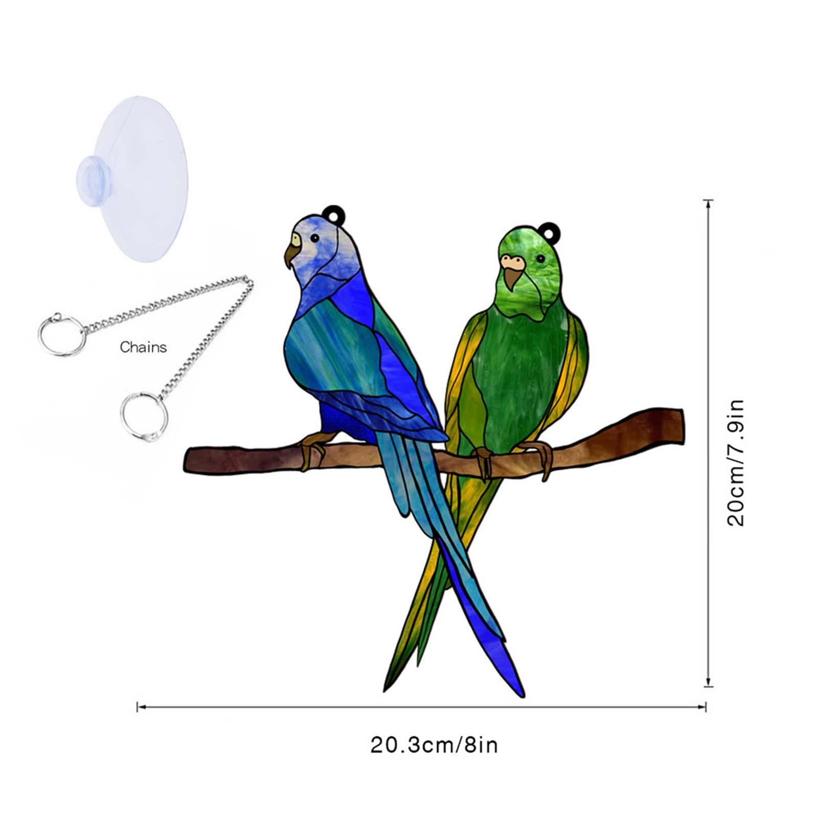 Acrylic Bird on Branch Window Hanging Ornament Artwork for Patio Home Office Two Birds