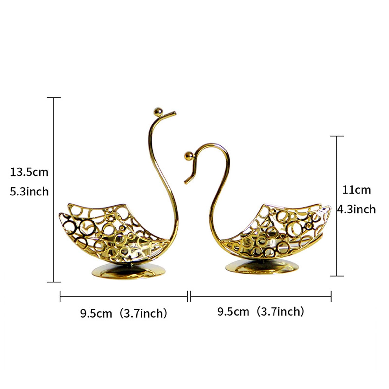 2Pcs Swan Iron Candle Holder Metal Candlestick for Couples Fireplace Wedding Gold