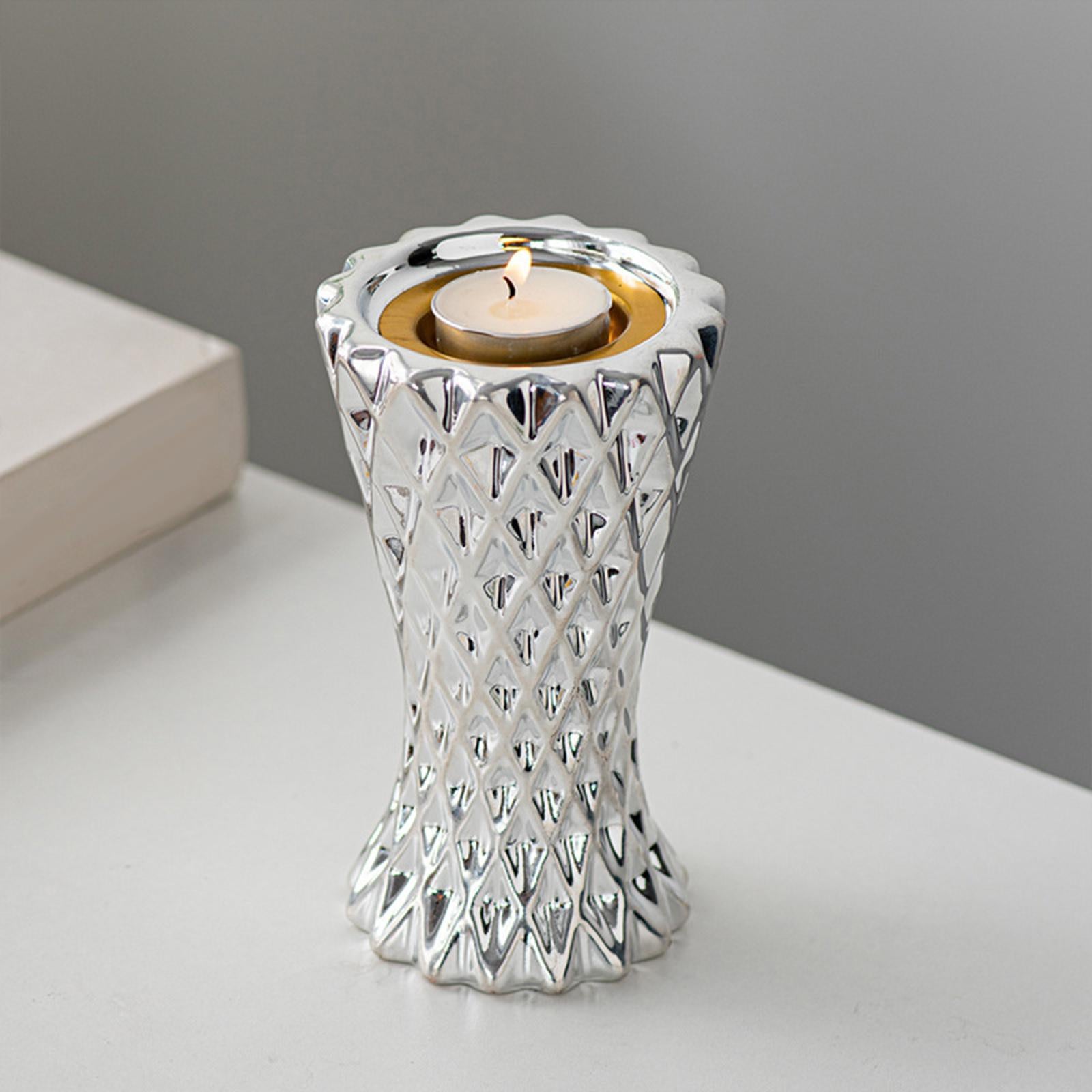 Candle Holder Crafts Candlestick Holder for Table Centerpiece Dinner Wedding silvery
