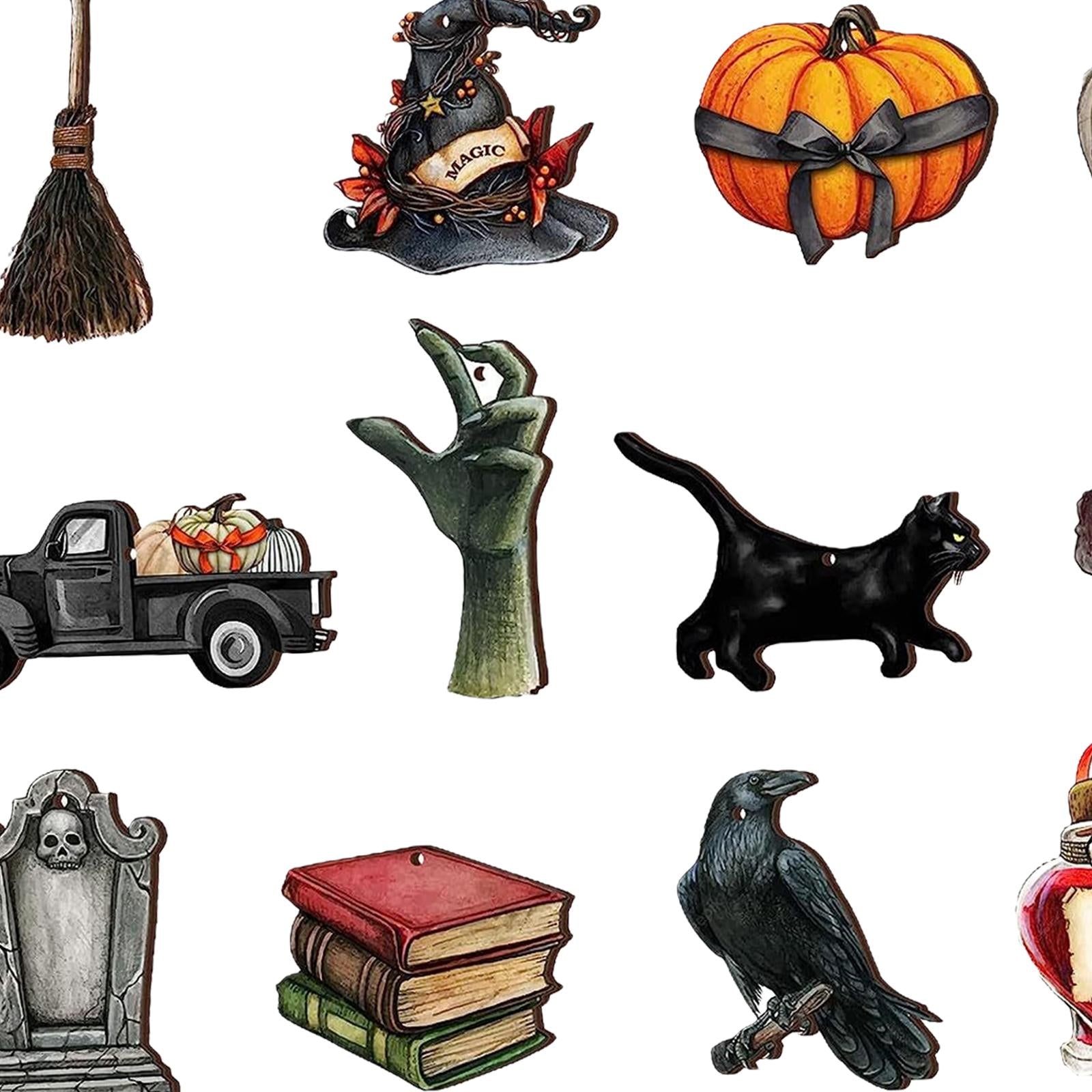 Wooden Halloween Tree Hanging Ornaments Sturdy Party Supplies for Home Decor Style B