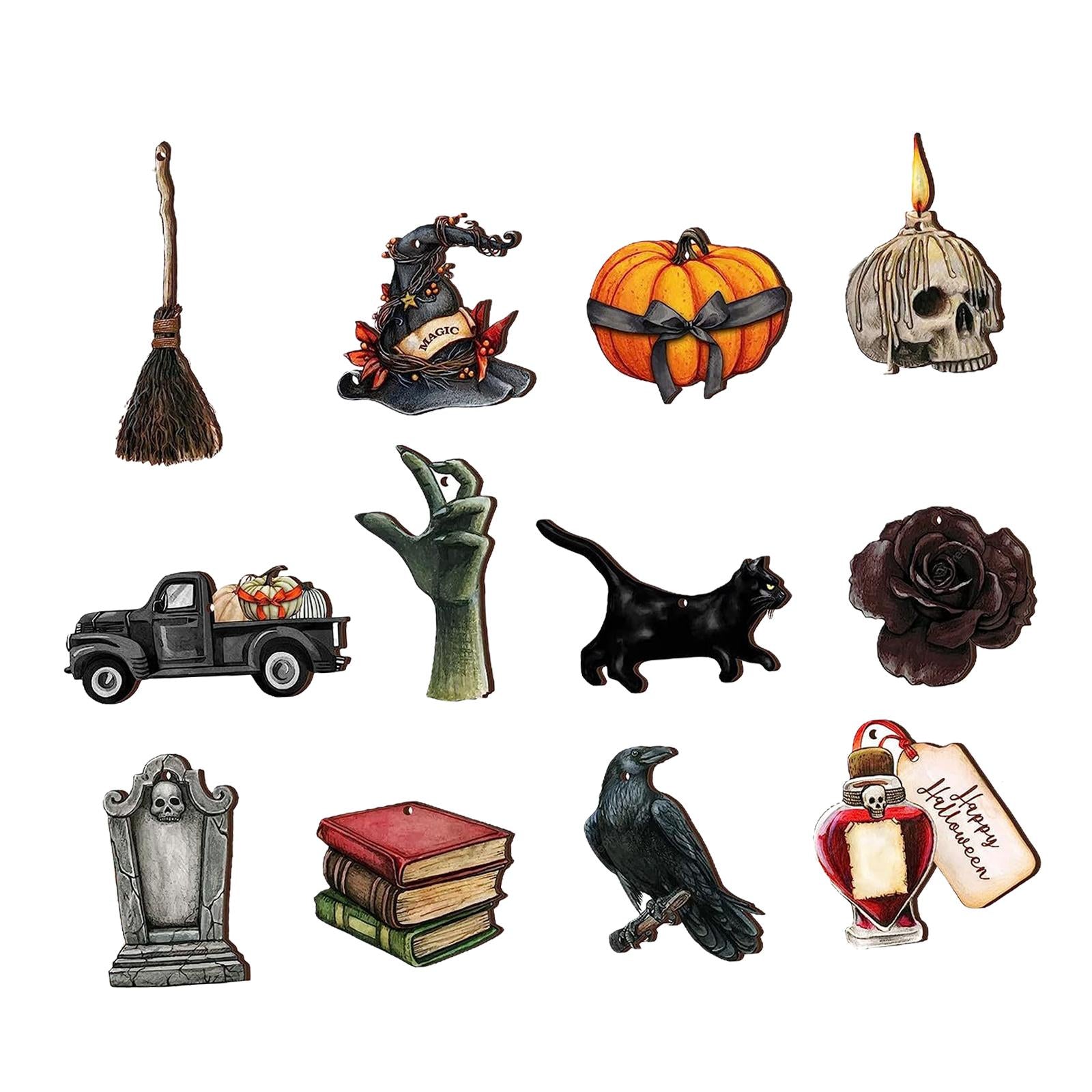 Wooden Halloween Tree Hanging Ornaments Sturdy Party Supplies for Home Decor Style B