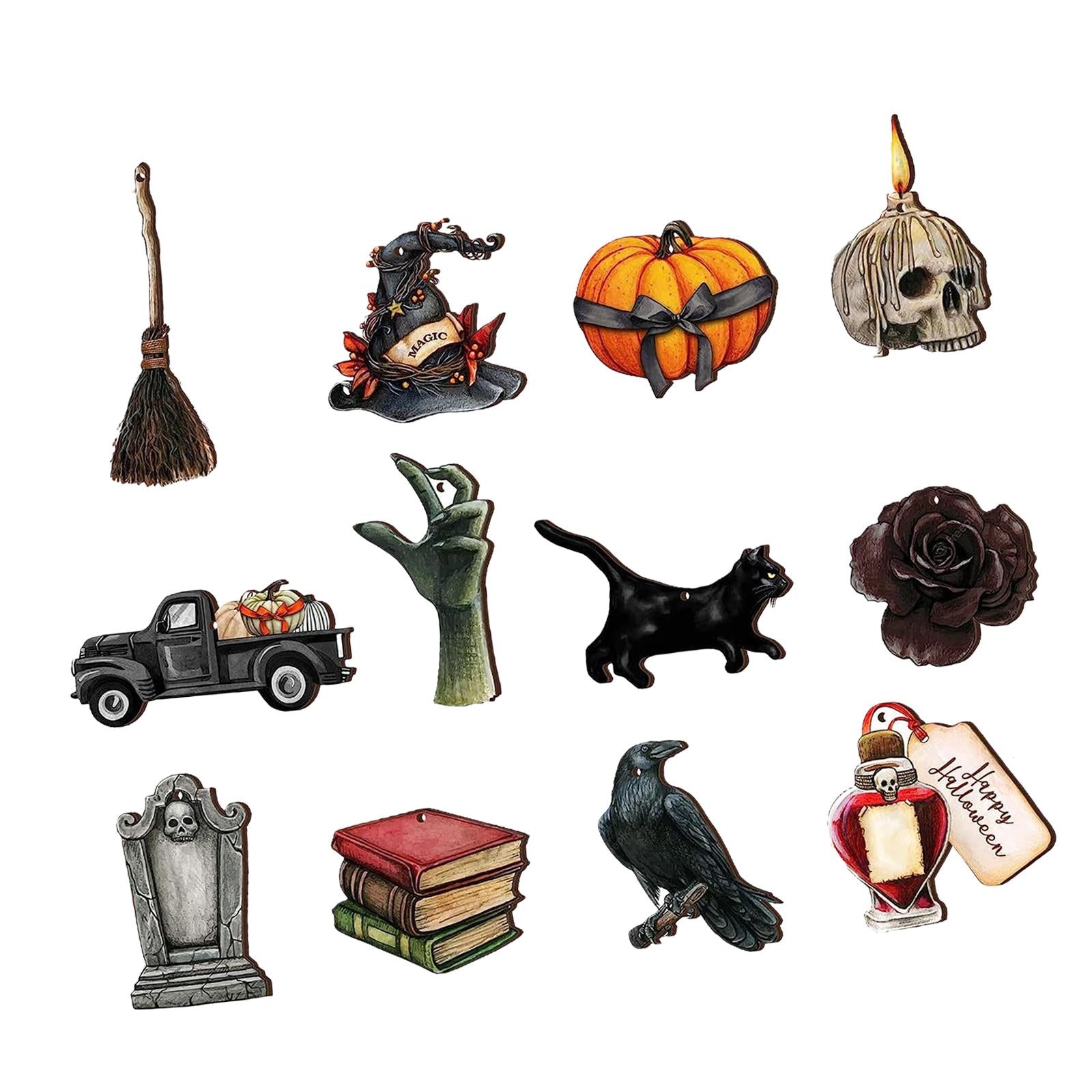 Wooden Halloween Tree Hanging Ornaments Sturdy Party Supplies for Home Decor Style B