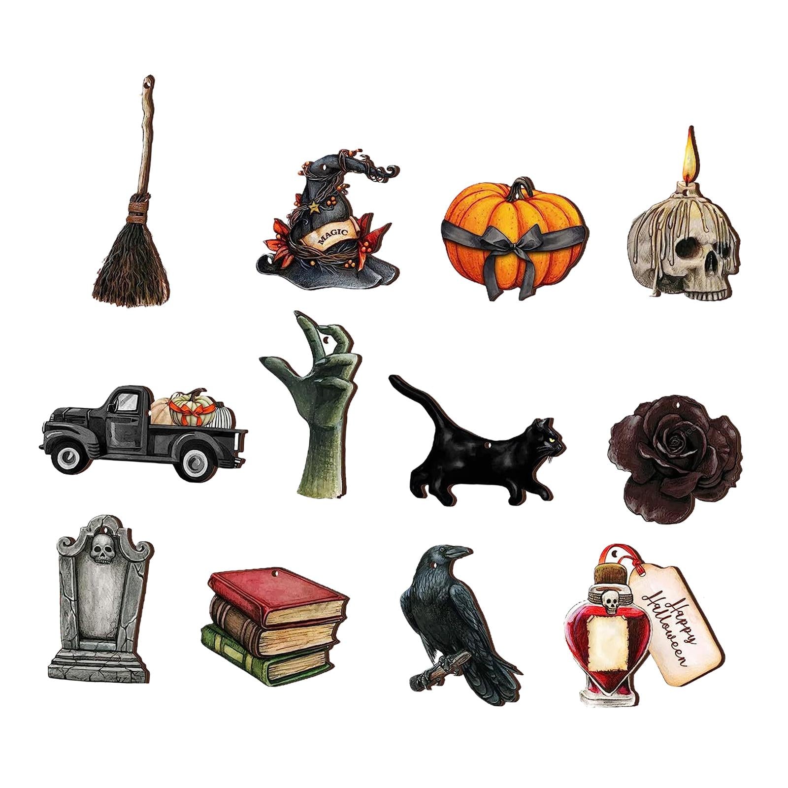 Wooden Halloween Tree Hanging Ornaments Sturdy Party Supplies for Home Decor Style B