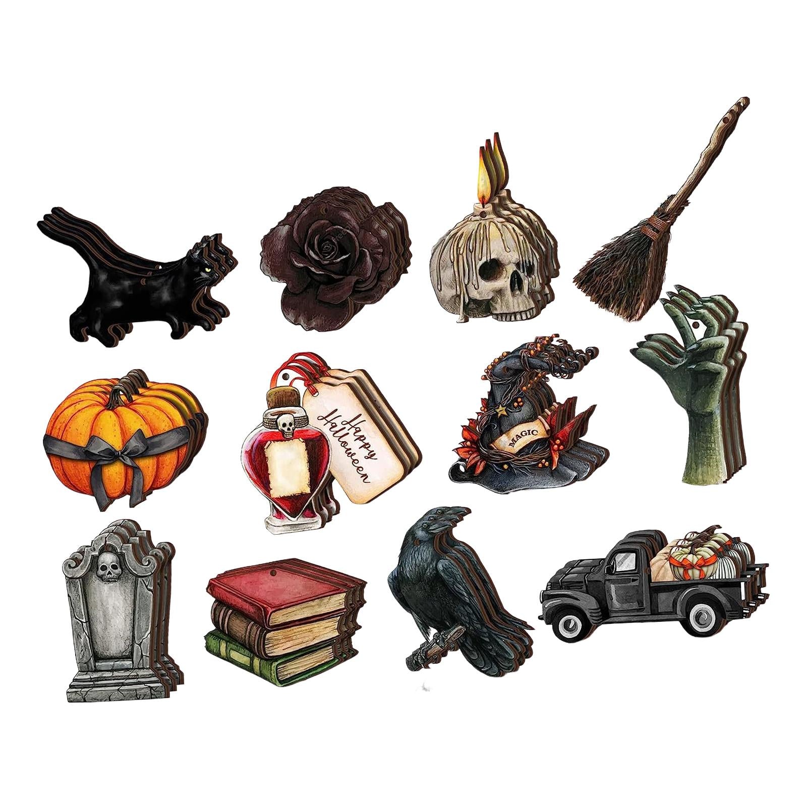 Wooden Halloween Tree Hanging Ornaments Sturdy Party Supplies for Home Decor Style E