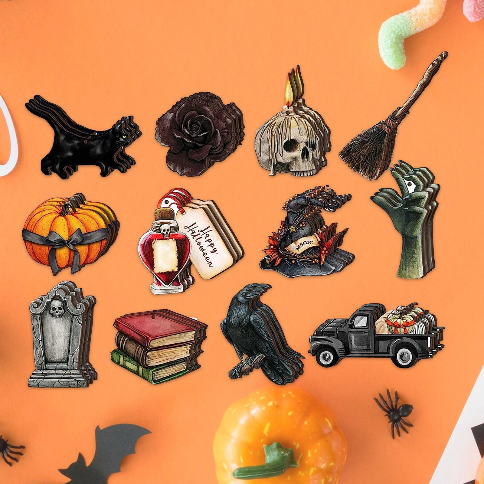 Wooden Halloween Tree Hanging Ornaments Sturdy Party Supplies for Home Decor Style E