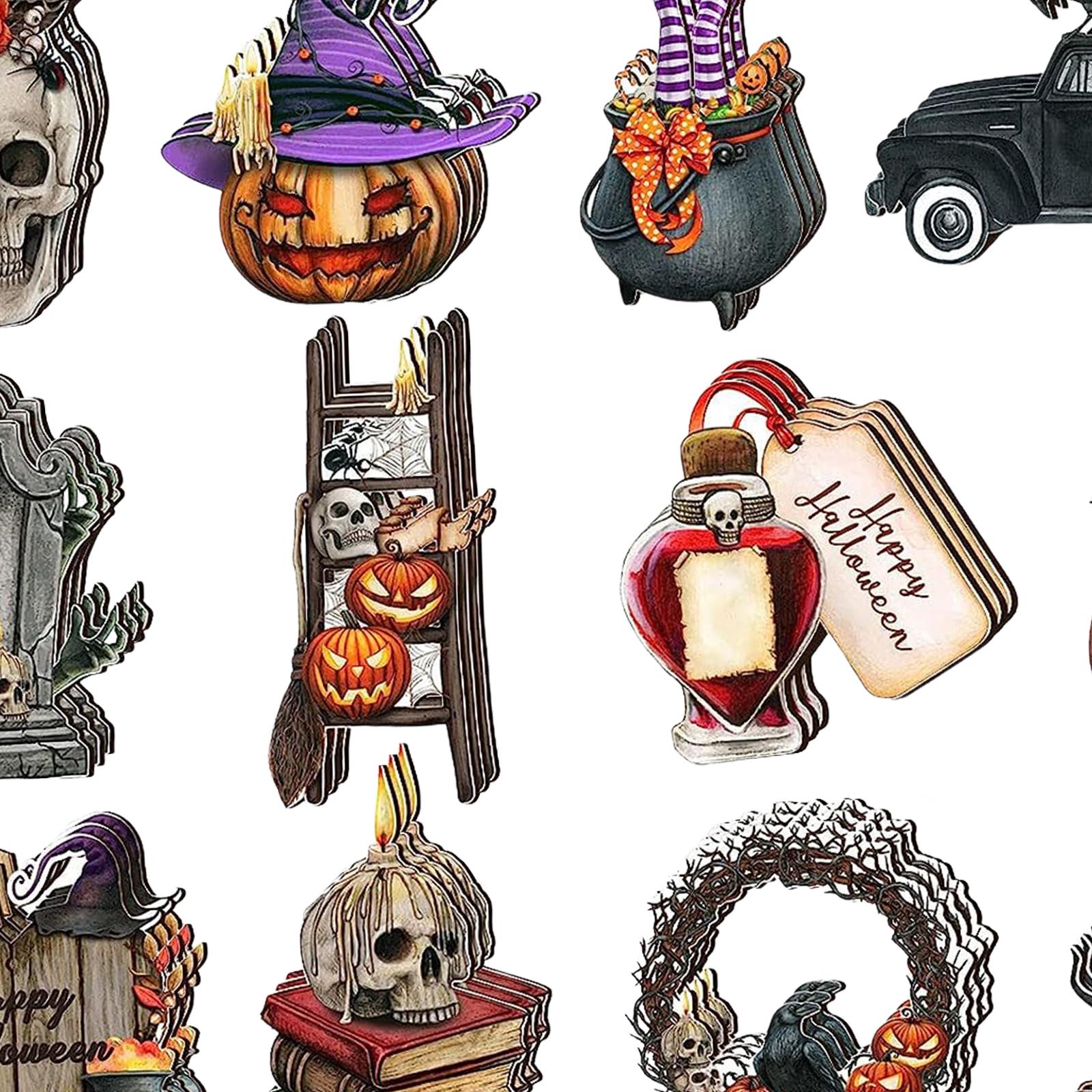 Wooden Halloween Tree Hanging Ornaments Sturdy Party Supplies for Home Decor Style F