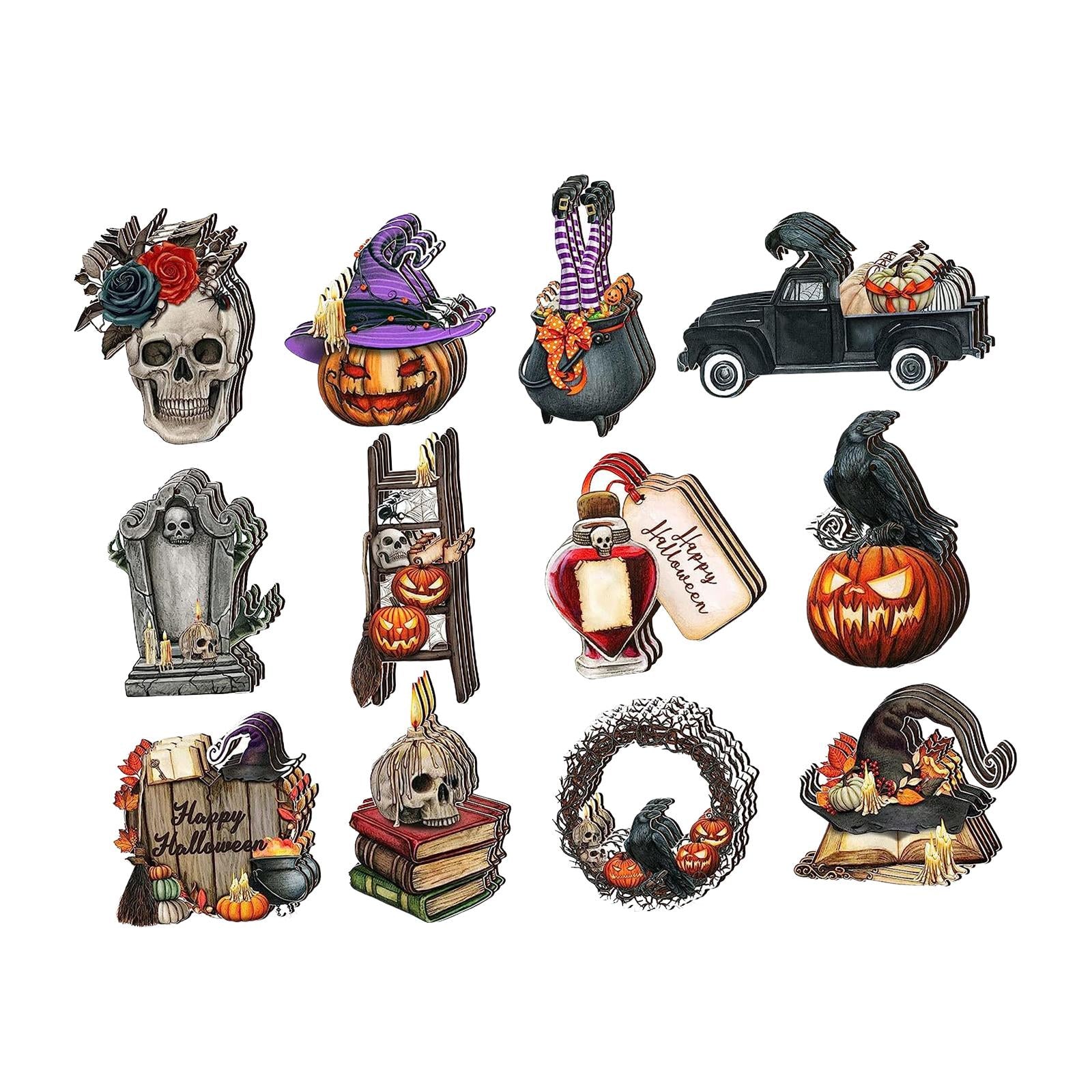 Wooden Halloween Tree Hanging Ornaments Sturdy Party Supplies for Home Decor Style F
