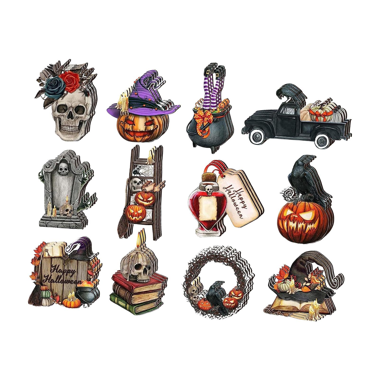 Wooden Halloween Tree Hanging Ornaments Sturdy Party Supplies for Home Decor Style F