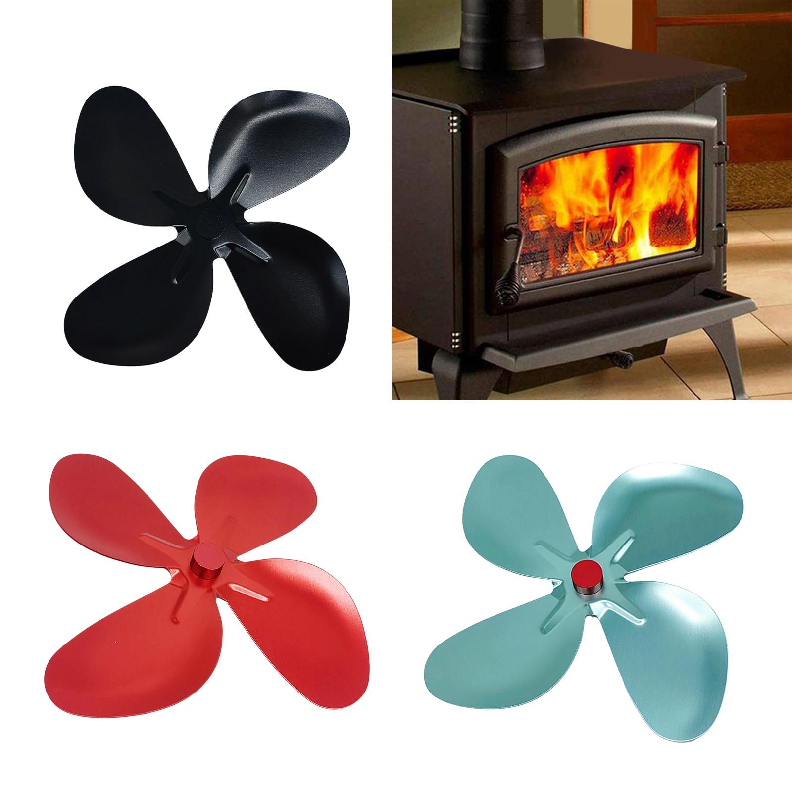 Stoves Fan Blade for Heat Powered Fireplace Fan More Warm Air Quiet Fan Blade black