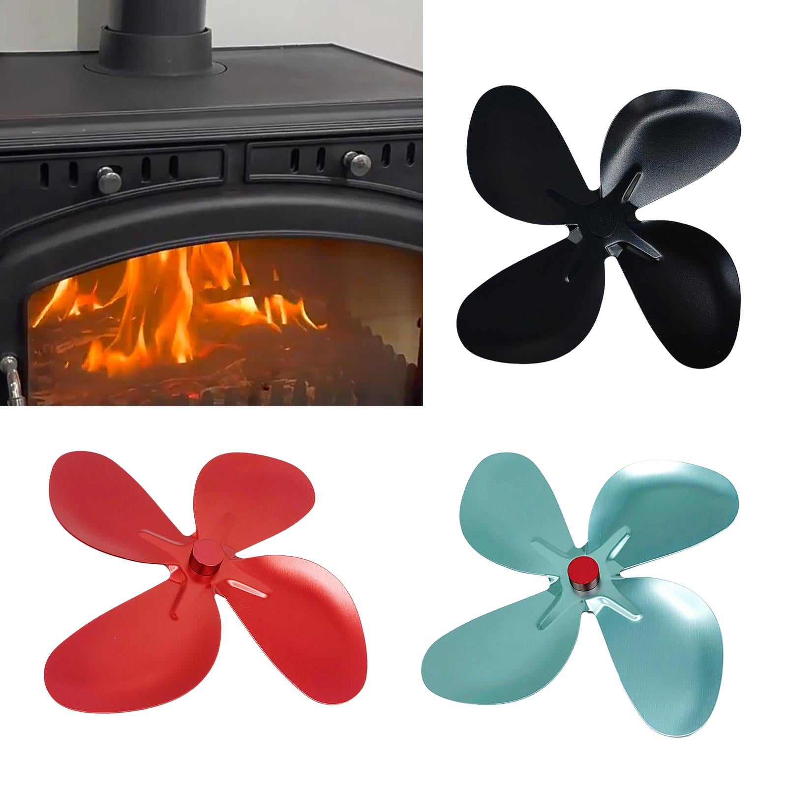 Stoves Fan Blade for Heat Powered Fireplace Fan More Warm Air Quiet Fan Blade black