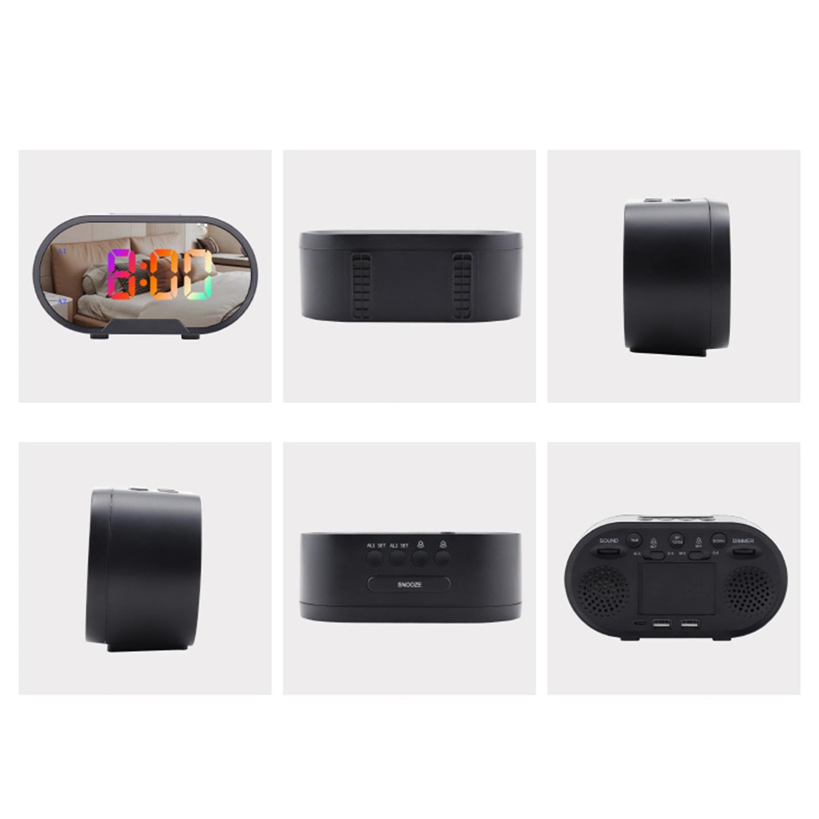 Digital Dual Alarm Clock LED Bedroom Alarm Clocks for Bedroom Kitchen Office Black