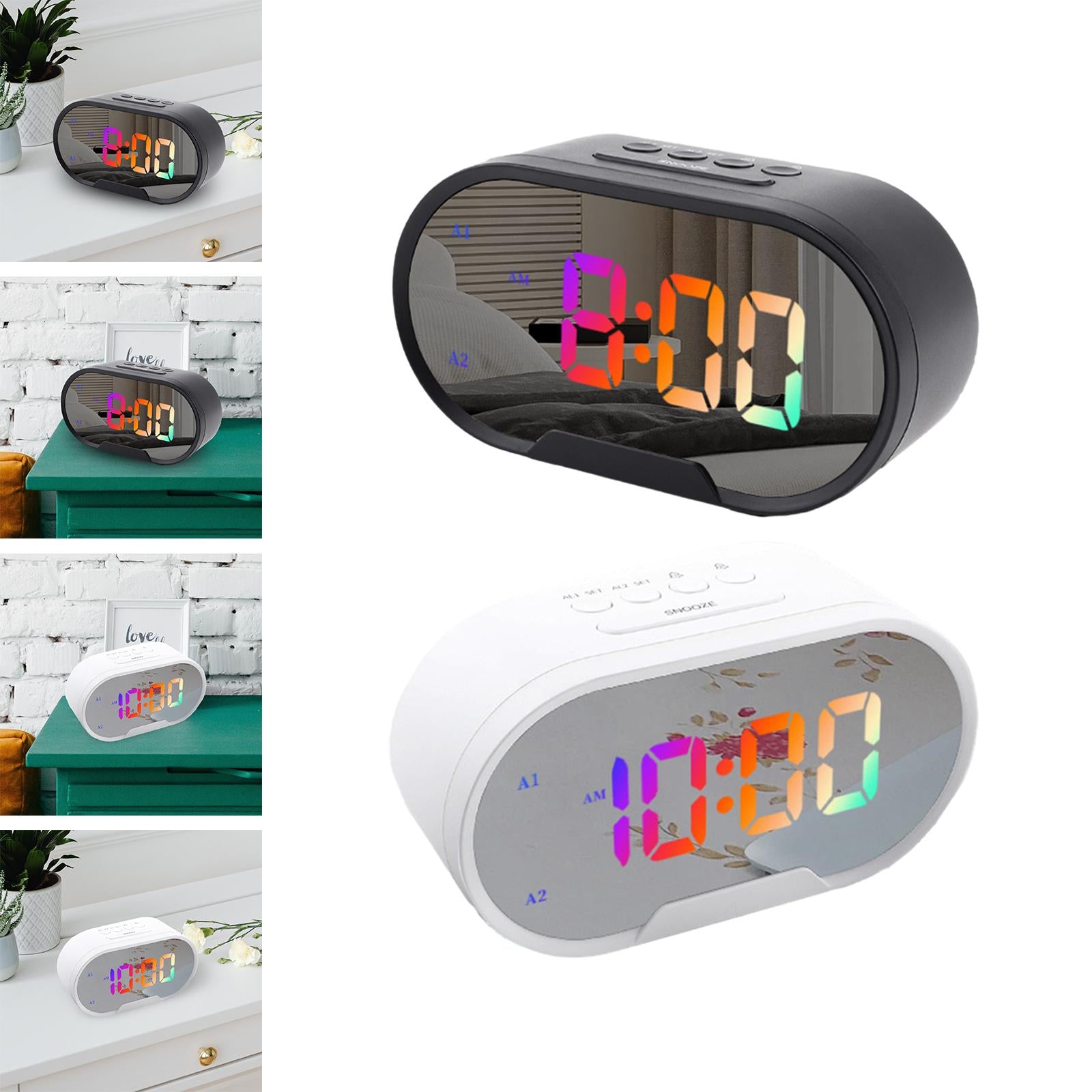 Digital Dual Alarm Clock LED Bedroom Alarm Clocks for Bedroom Kitchen Office Black