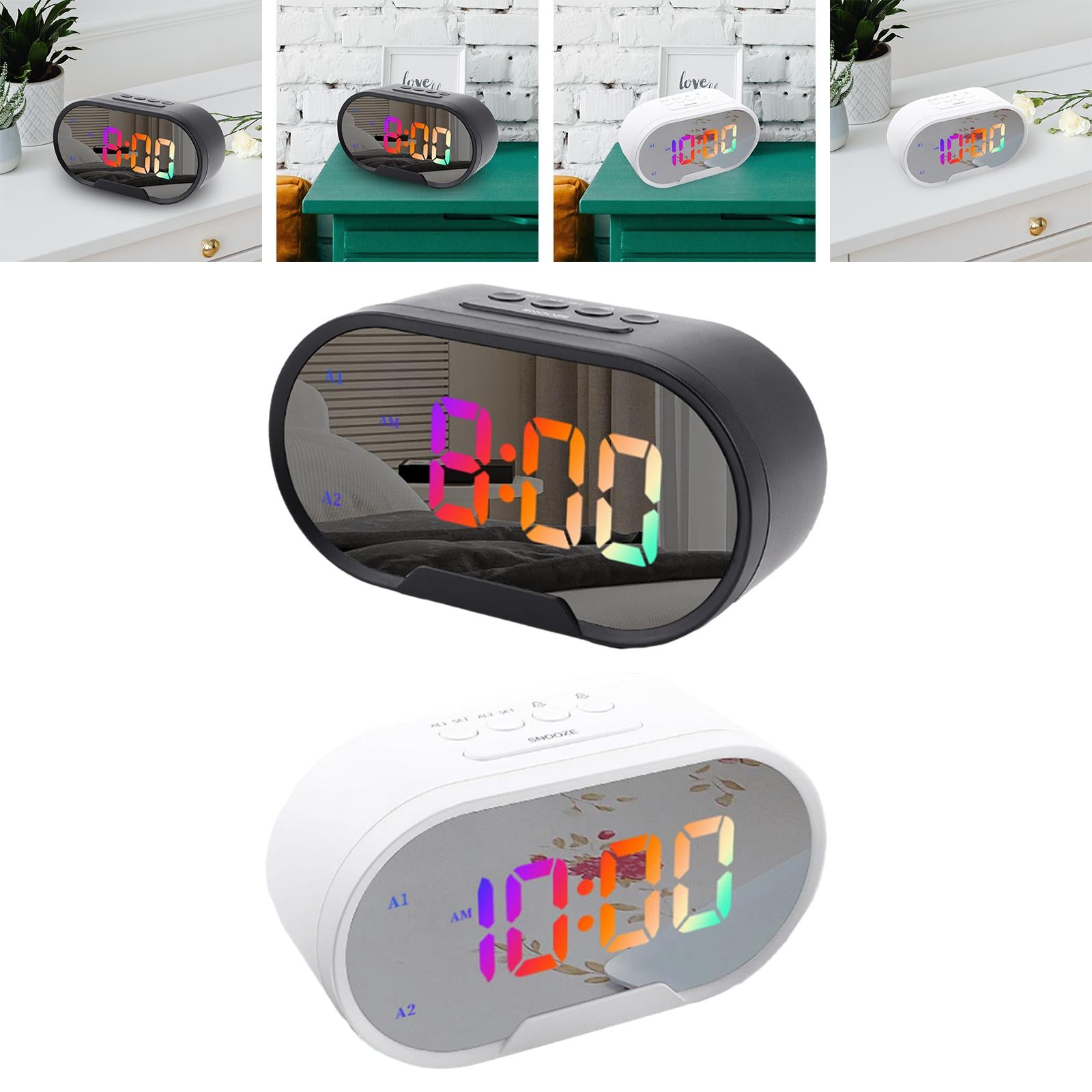 Digital Dual Alarm Clock LED Bedroom Alarm Clocks for Bedroom Kitchen Office Black