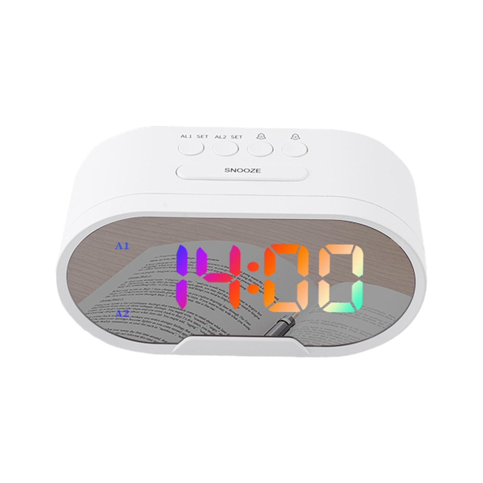 Digital Dual Alarm Clock LED Bedroom Alarm Clocks for Bedroom Kitchen Office White