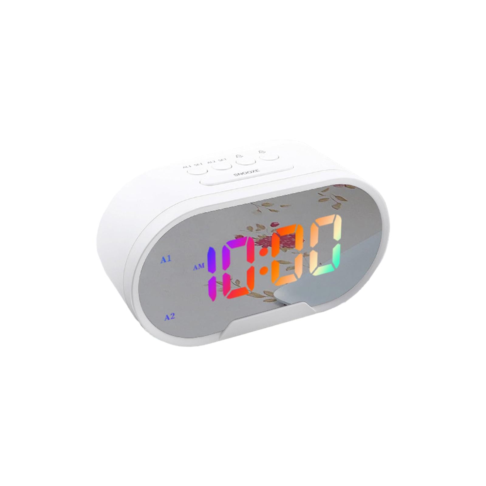 Digital Dual Alarm Clock LED Bedroom Alarm Clocks for Bedroom Kitchen Office White