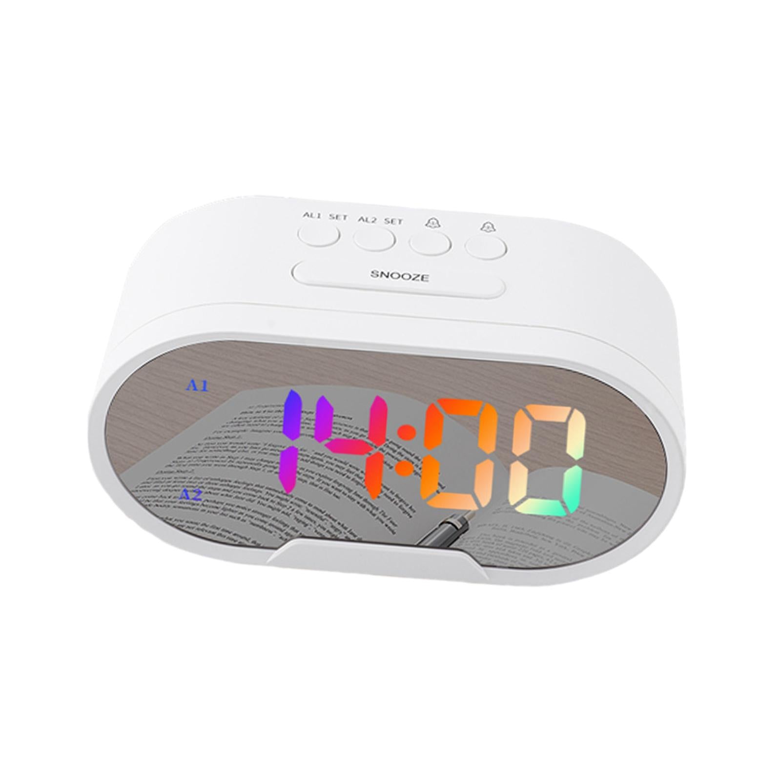 Digital Dual Alarm Clock LED Bedroom Alarm Clocks for Bedroom Kitchen Office White