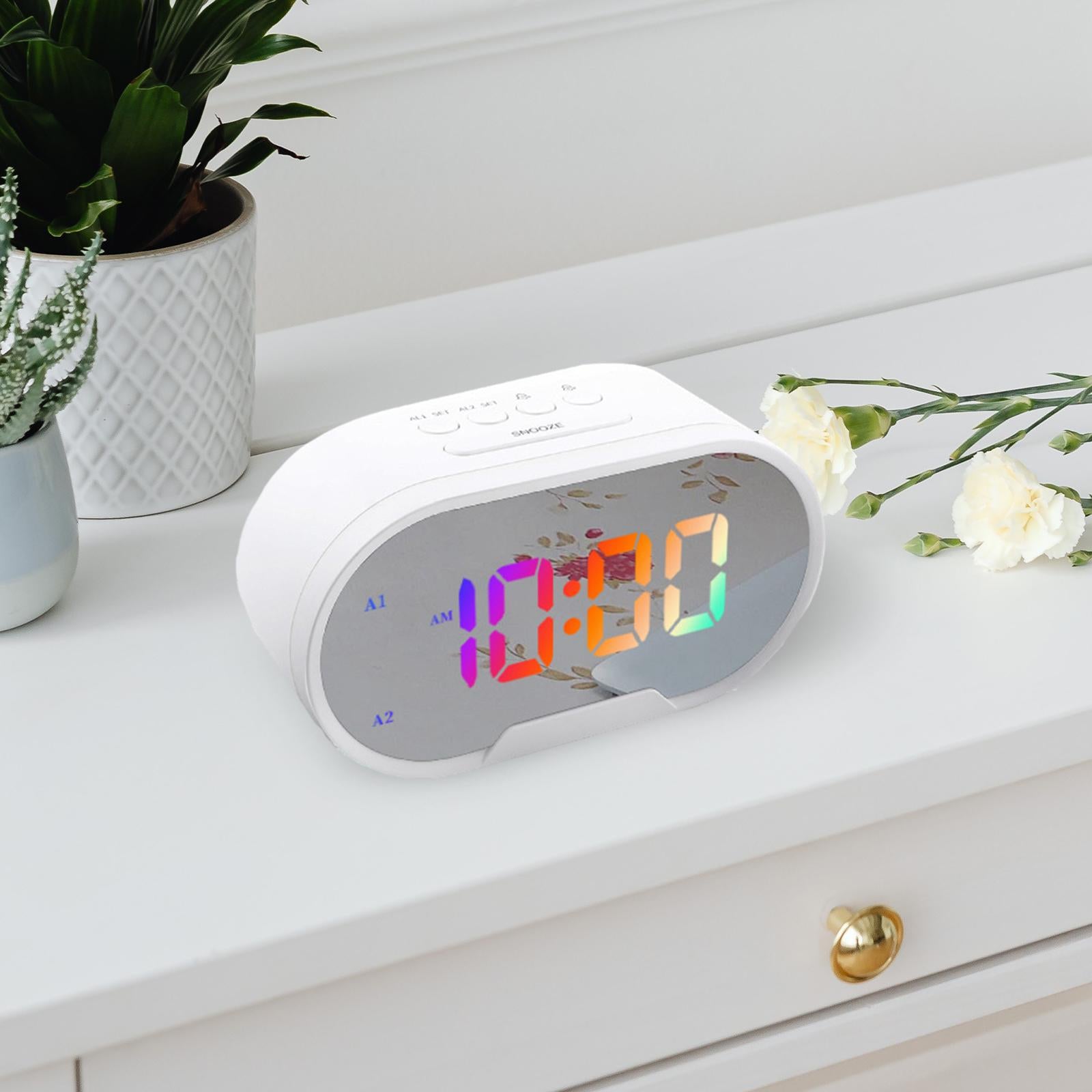 Digital Dual Alarm Clock LED Bedroom Alarm Clocks for Bedroom Kitchen Office White