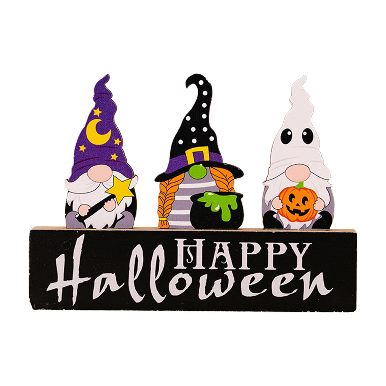 Halloween Wooden Ornament Cute for Planter Pot Decoration Living Room Indoor Style B