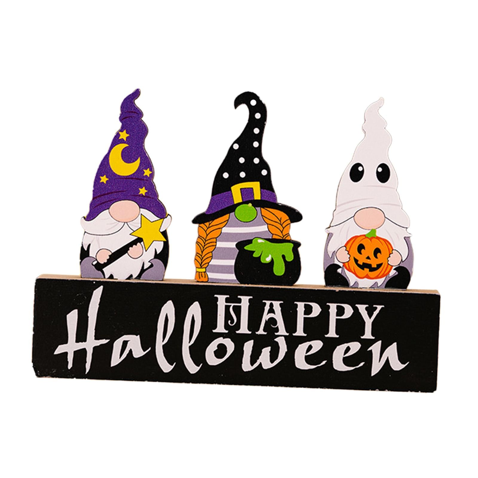 Halloween Wooden Ornament Cute for Planter Pot Decoration Living Room Indoor Style B
