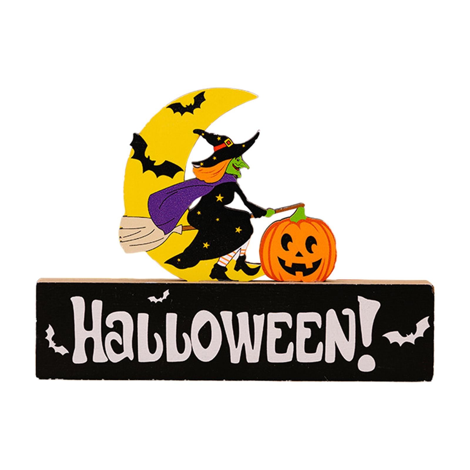 Halloween Wooden Ornament Cute for Planter Pot Decoration Living Room Indoor Style C