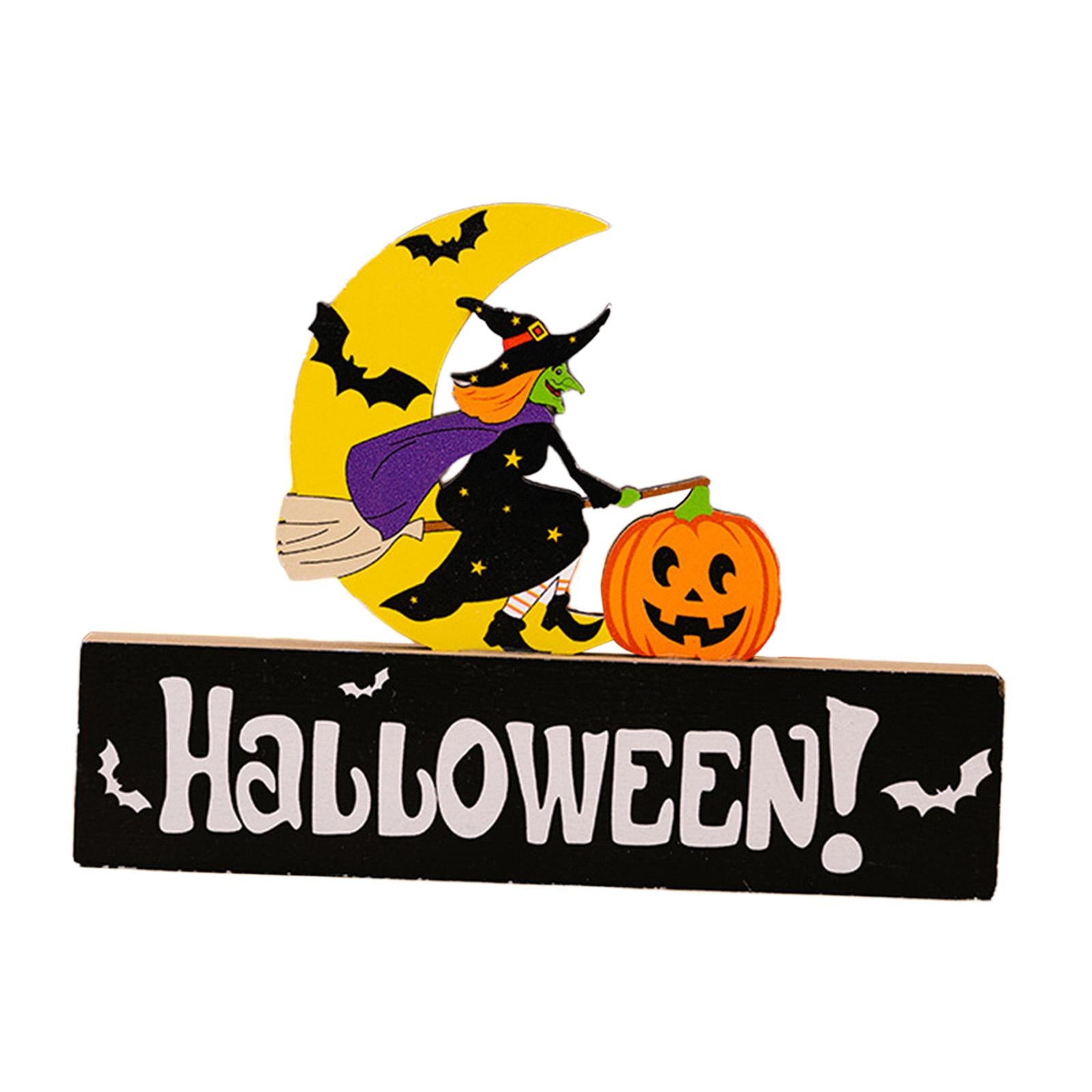 Halloween Wooden Ornament Cute for Planter Pot Decoration Living Room Indoor Style C